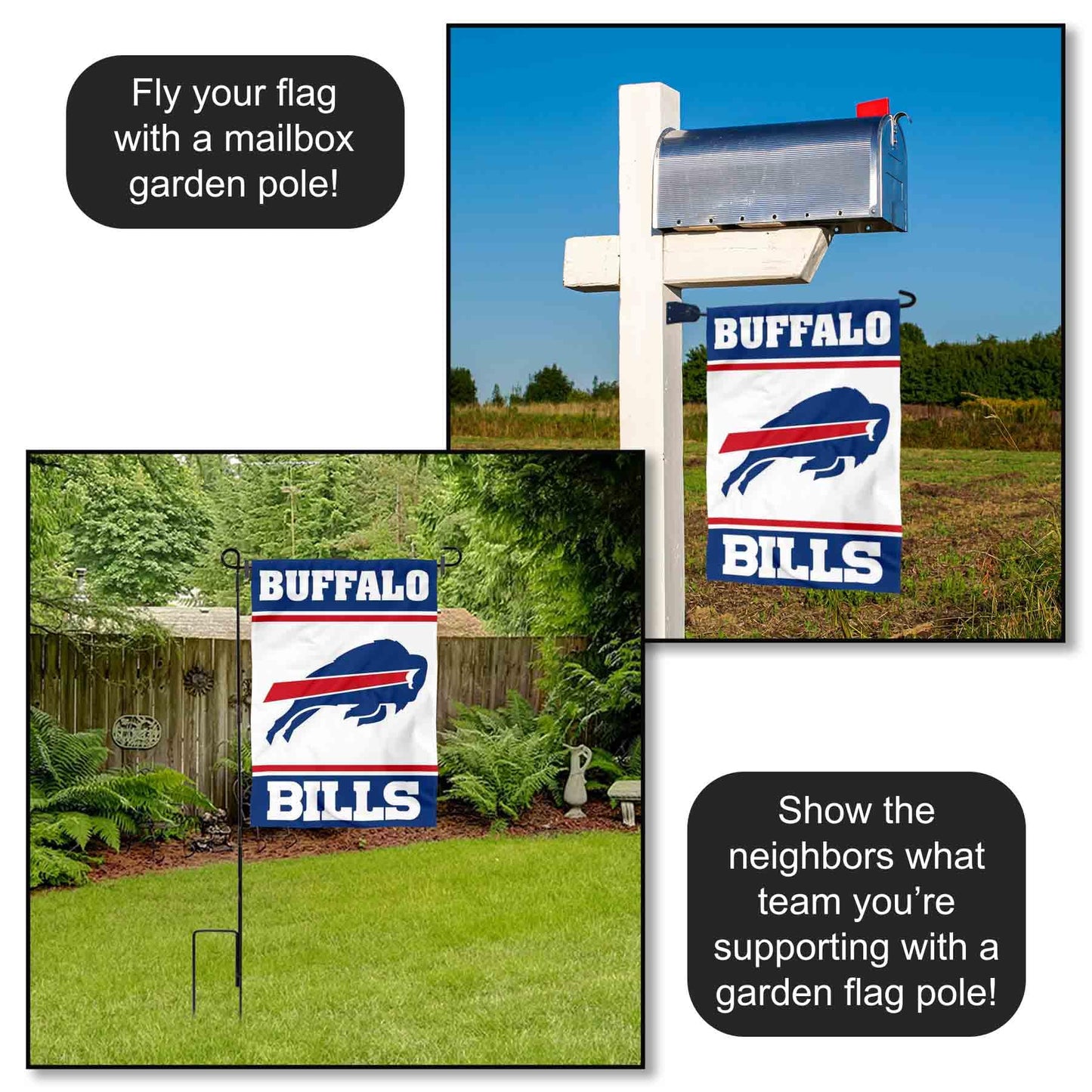 Buffalo Bills White Logo Garden Flag Double Sided Banner