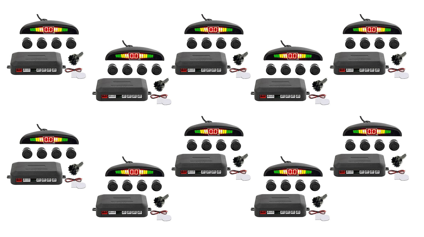 ZONETECH New 4 Parking Sensors LED Display Car Reverse Backup Radar System 10 Pack