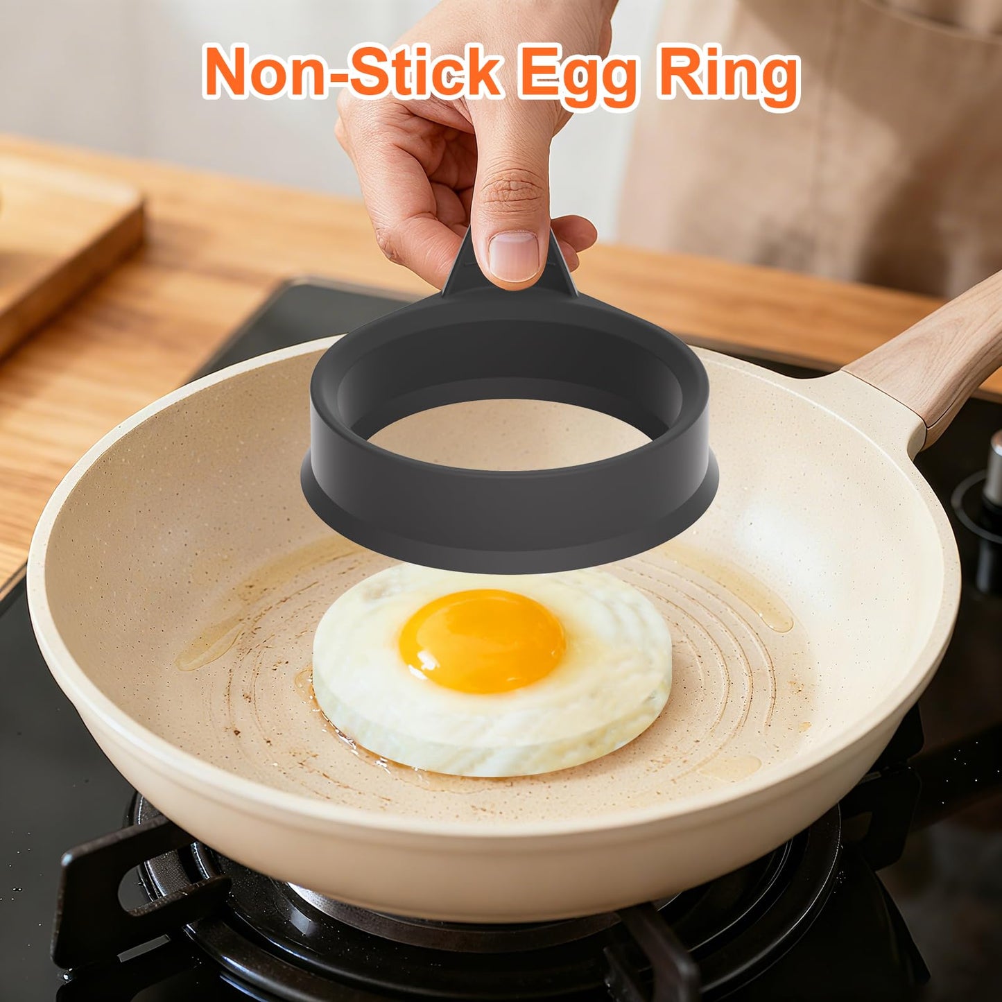 Silicone Egg Rings for Cooking, 2 Pack Egg Molds with Leak-Proof Design, Non-Stick BPA Free Egg Cooker Rings, Heat Resistant up to 500°F, Dishwasher Safe Orange