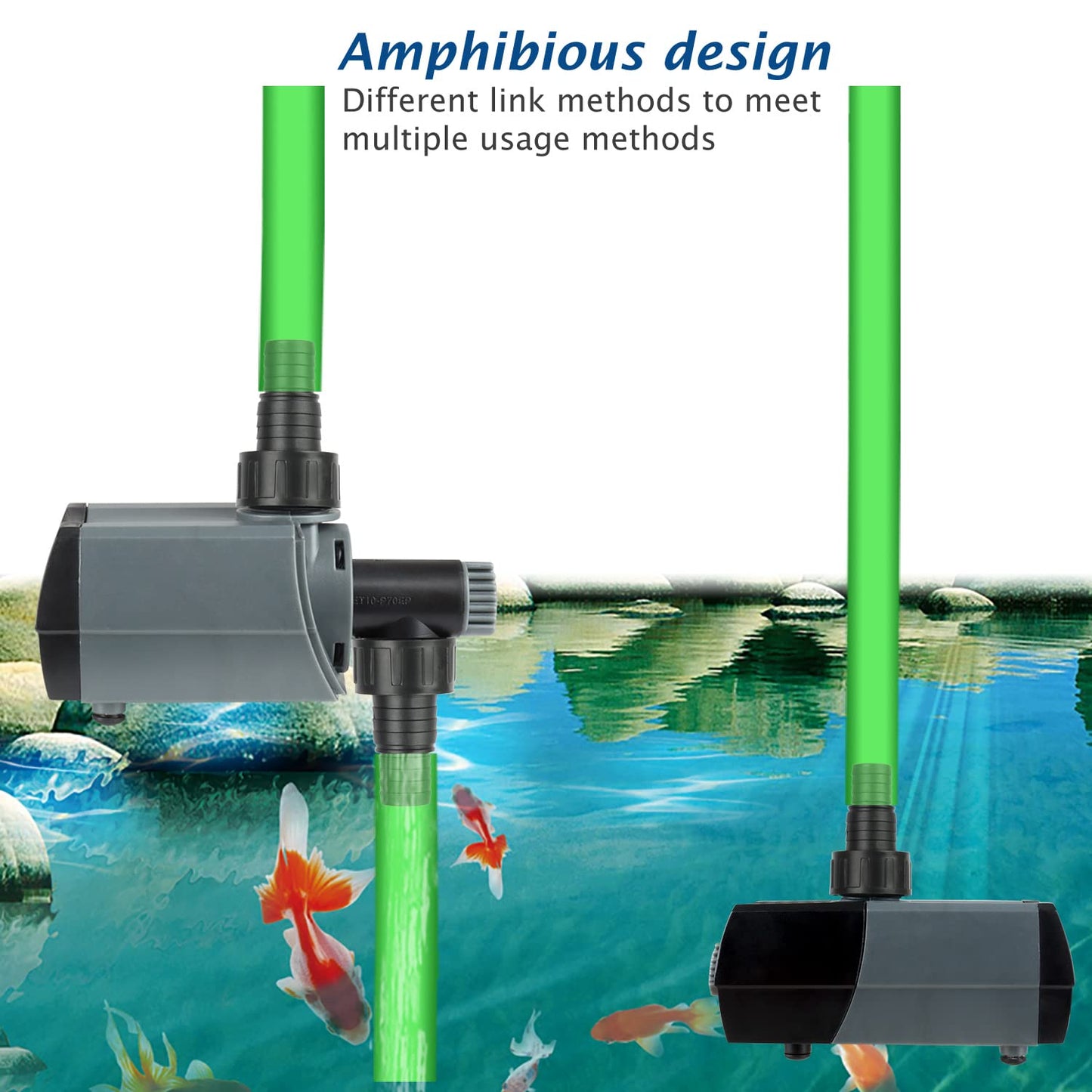 WaterRebirth (HSUP3000F) Submersible Water Pump With Fountain Jets - Pond Pump - Submersible Pump - Water Fountain Pump - Aquarium Pump