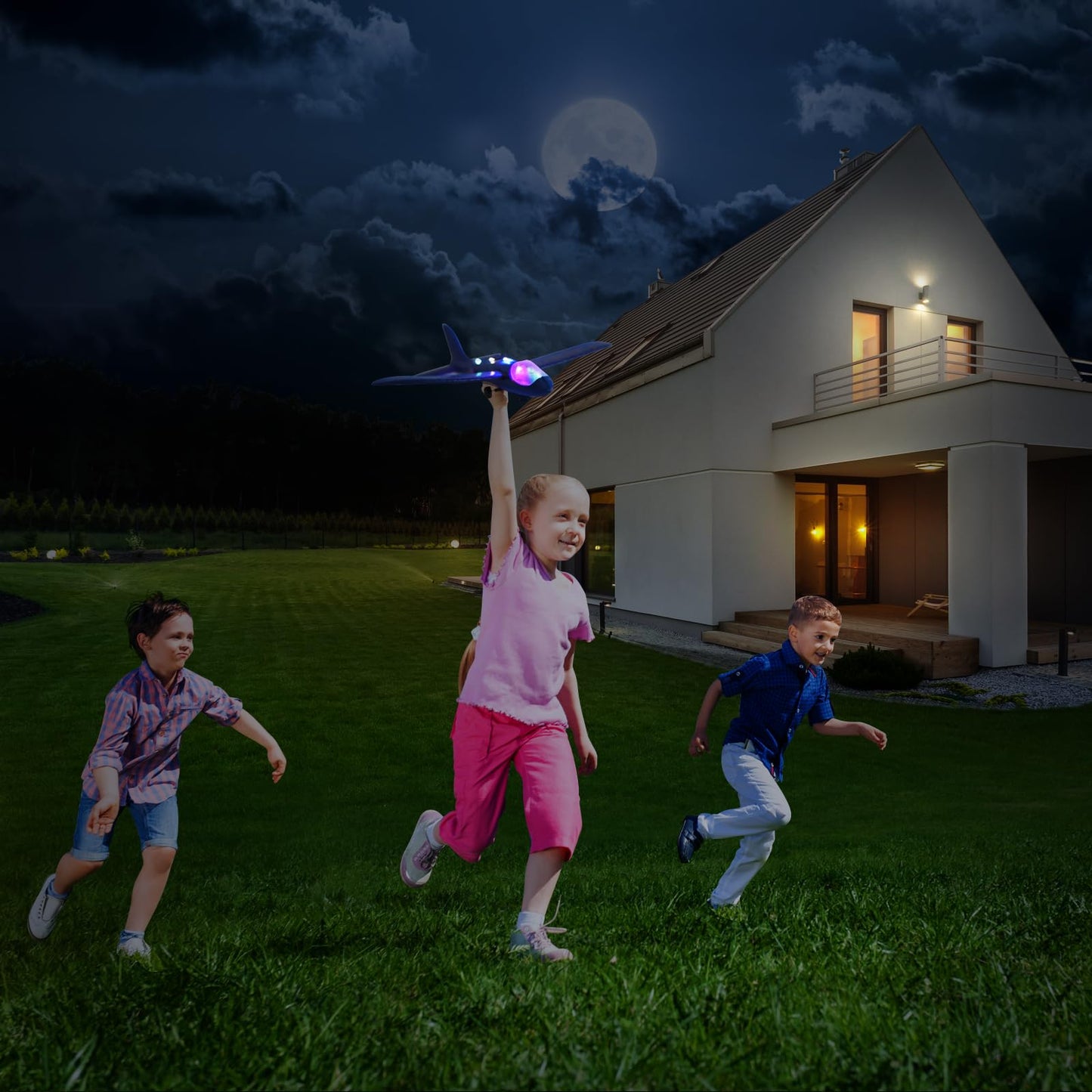 Wesfuner 4 Pack Airplane Launcher Toys, 2 Flight Modes LED Foam Glider Catapult Plane Toy for Boys, Outdoor Flying Toys Birthday Gifts for Boys Girls 4 5 6 7 8 9 10 11 12 Year Old