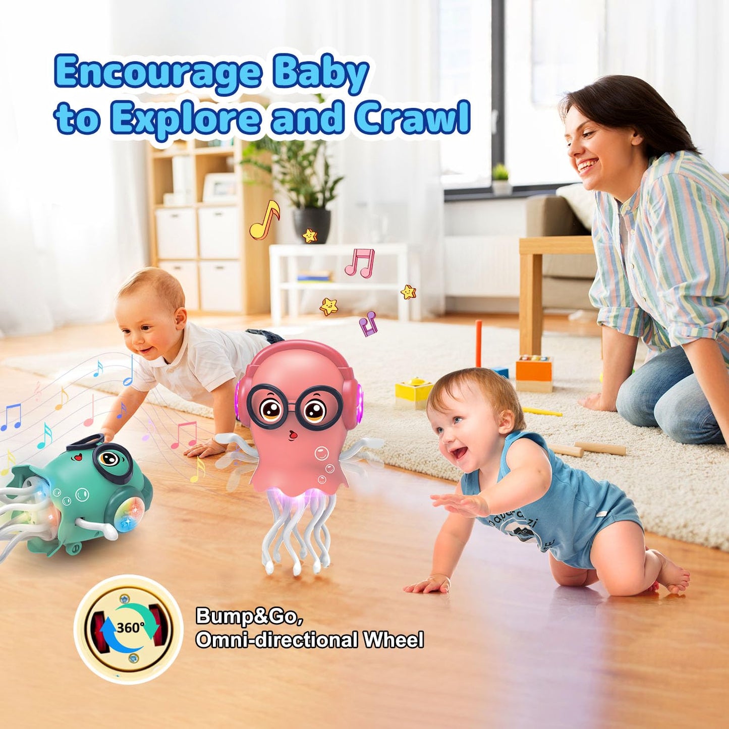 Zonopy Dancing Jellydancer Baby Toy, Crawling Infant Tummy Time Toy,Dancing Loud Music Crawling Walking Toys for 3 4 5 6 7 8 Year Old Kids Boy Girl Birthday Gifts, Interactive Relax Fidget Gifts