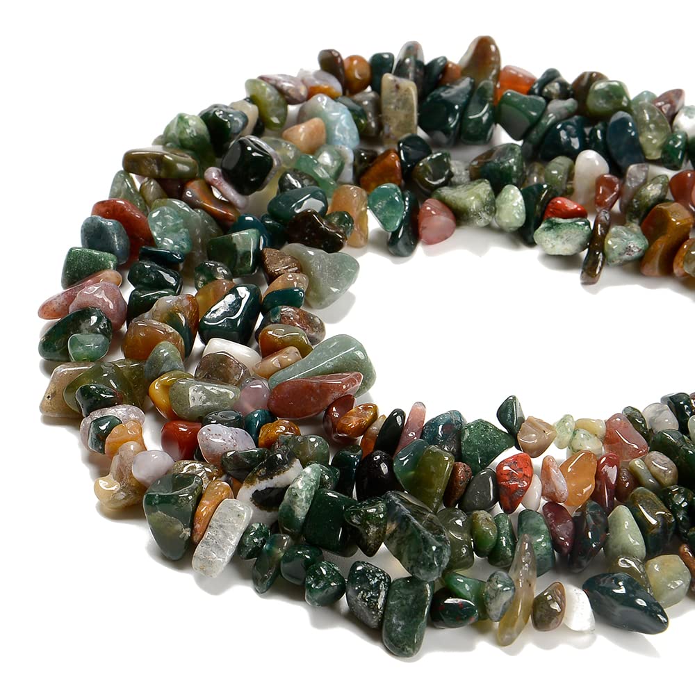 jodaying 5-8mm Natural Indian Agate Gemstone Chips Healing Gravel Bracelets Necklace Kit Irregular Tumble Stone Beads DIY Crafts Design Jewelry Making 32"