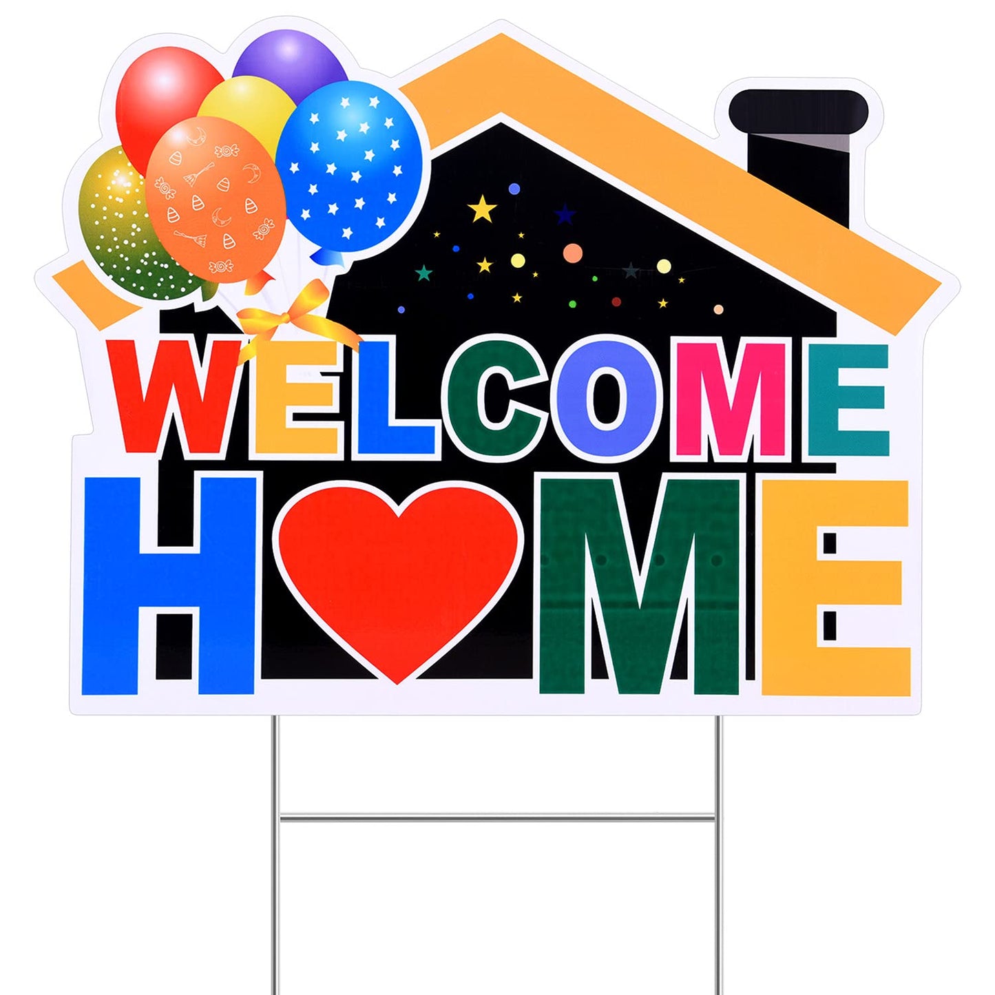 Welcome Home Yard Sign With Metal Stakes, Welcome Sign， Party Decoration for Outdoor， Home Welcoming Party Lawn Sign Supplies
