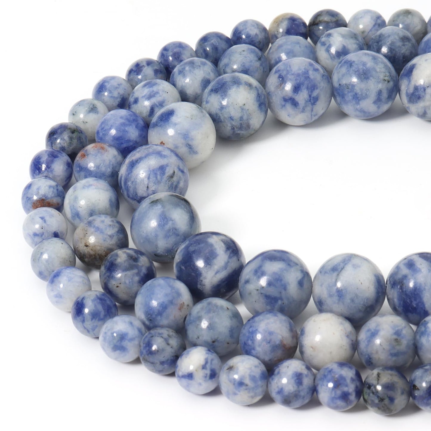 Siomia 45pcs 8mm Natural New Blue Sodalite Gemstone Beads Energy Healing Crystal Round Loose Stone Beads for Jewelry Making, DIY Bracelets Necklaces