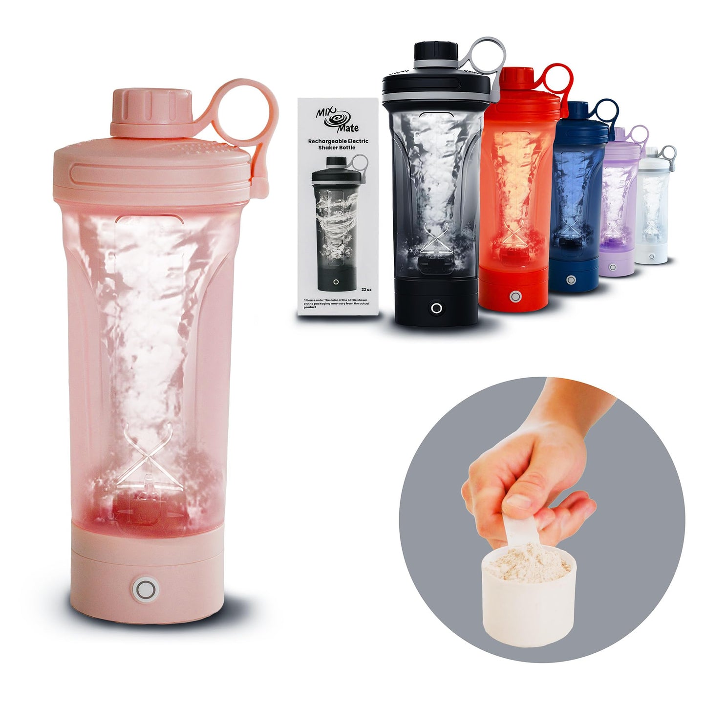 Mix Mate Electric Shaker Bottle, Portable Blender Protein Shaker, USB Rechargeable MixMate Blender For Protein Shakes Pre Workout Greens Coffee Pancake Mix Cocktail Cocktails (Pink a Boo)