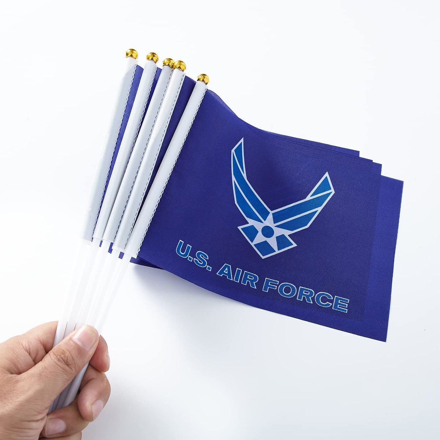 WXTWK 12 Pack American USA Air Force Wings Desk Flag Small Mini US Military Table Flags With Stand Base,United States Army Festival Events Celebration Decorations