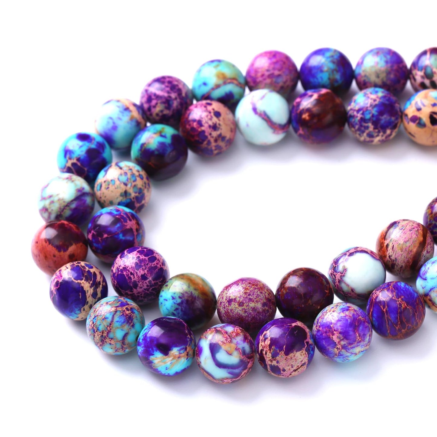 60PCS 6mm Natural Galaxy Sea Sediment Jasper Beads Gemstone Round Loose Spacer Stone Beads for Jewelry Making DIY Bracelet Necklace 15 Inch