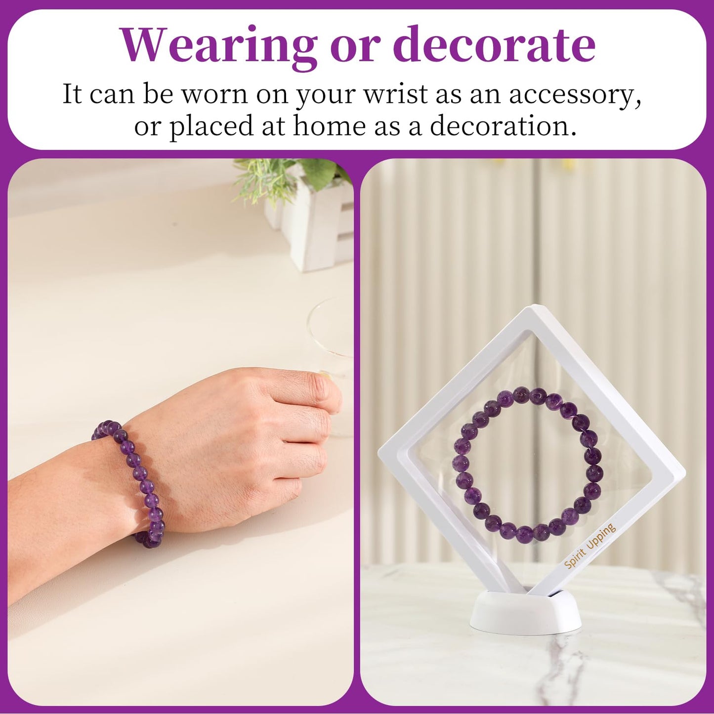 Spirit Upping Amethyst Bracelet for Chakra & Yoga, Energetic Ornaments for Home Decor