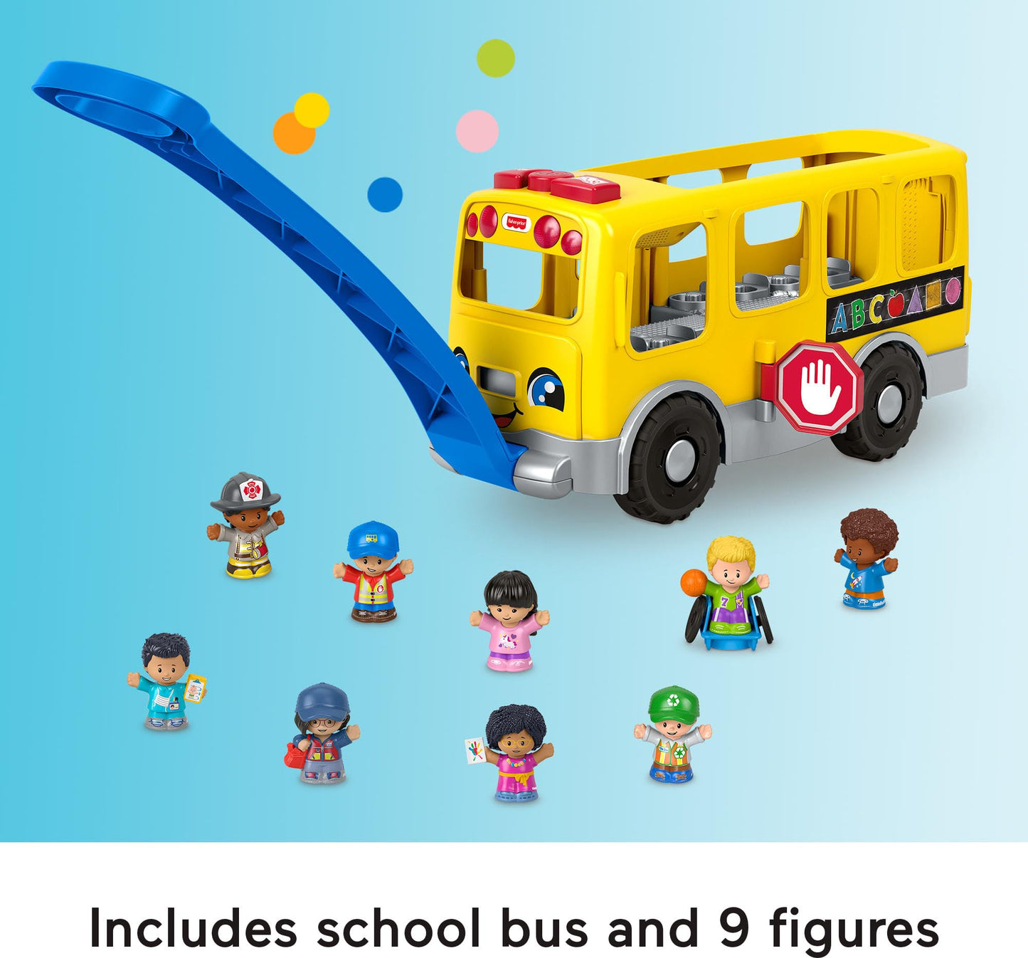 Fisher-Price Little People Toddler Toy Big Yellow School Bus & Community Heroes Set, Musical Pull-Along Vehicle & 9 Figures for Kids Ages 1+ Years