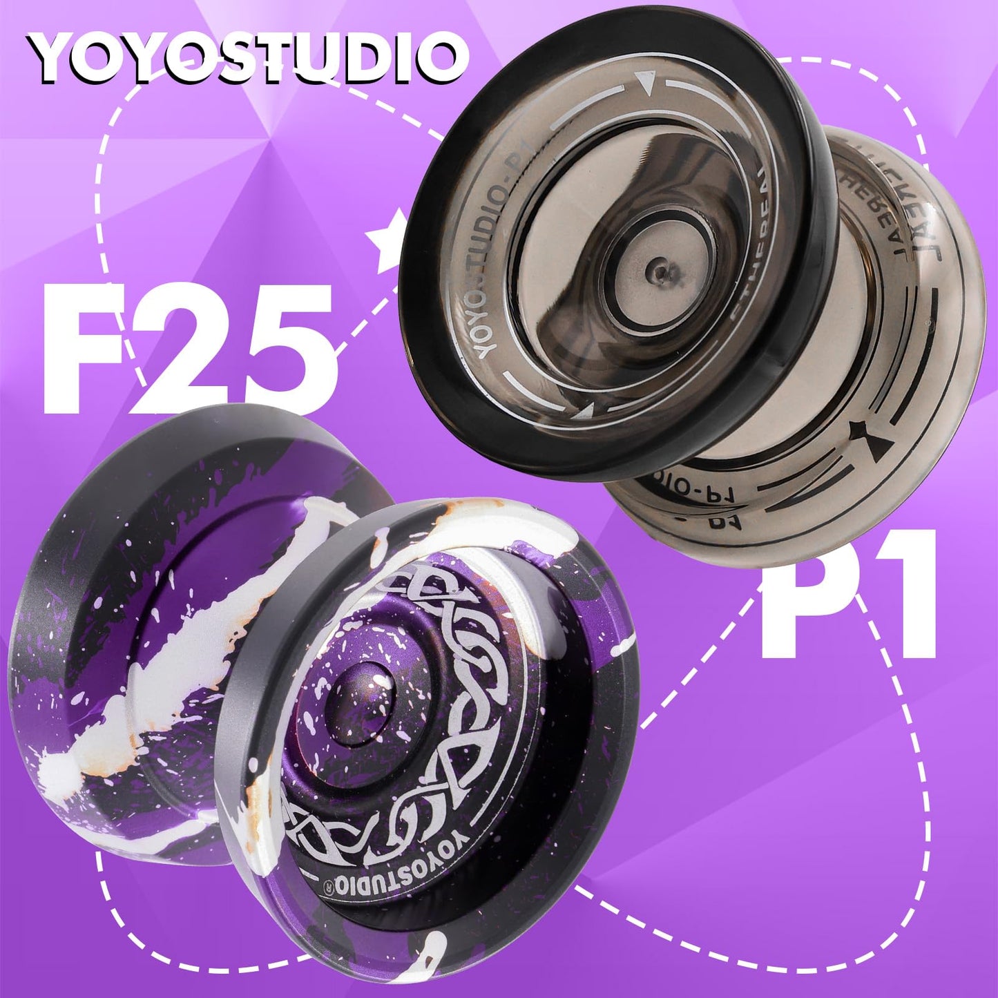 YOYOSTUDIO Responsive Yoyo for Kids 8-12, Professional Yoyo 2 Pack, Dual Mode Metal Yo Yo + Plastic Yoyos with 10 Yo-yo Strings, 2 Yoyos Case, Yo-Yo Accessory Kit