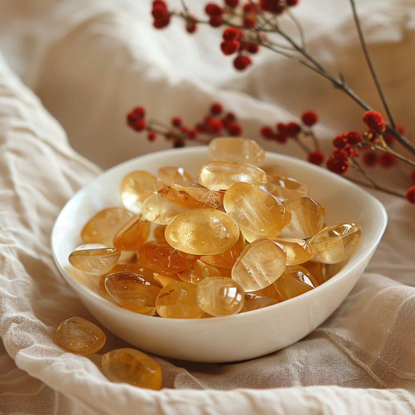 SigMntun Polished Brazilian Citrine Crystal Chips 200 Pcs - 0.3" 10 oz Tumbled Stone Chips Crushed Sea Glass Stones Healing Reiki Crystal Making Home Decoration