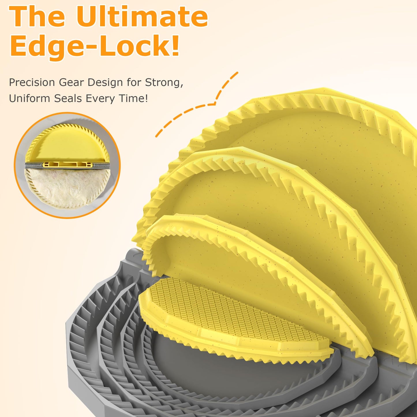 Tortilla Sealer Crimper Press - 4pcs Quesadilla Maker for 10"+8"+6"+4" Flour Tortillas |Make Sealed Taco,Quesadilla,Empanada,Burrito,Dumpling,Sandwich,BPA-Free Dishwasher Safe (Grey Yellow)
