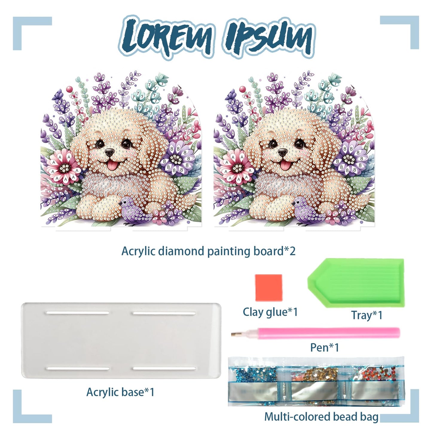 TDFERAN Diamond Art Napkin Holder, DIY Puppy Acrylic Tissue Storage Box for Table, Diamant Painting Kits Cocktail Napkin Holder, Diamond Painting for Paper Holders, Kitchen Decor