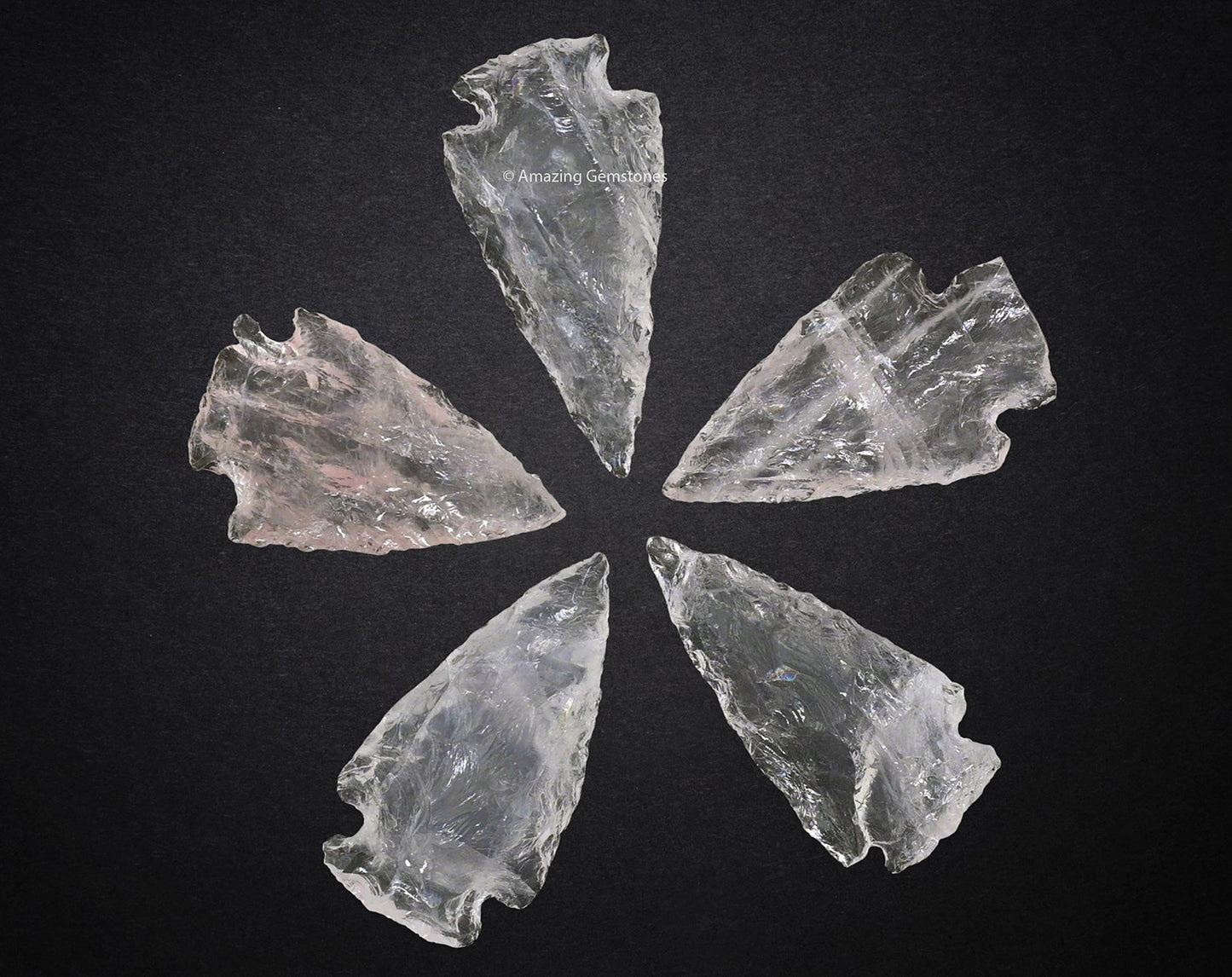 Amazing Gemstone 5 Pieces Rose Quartz Arrowhead, Crystal and Healing Stone Flint Rock Arrow Head - 1 to 1.5 Arrowheads for DIY Project Craft Point Jewelry Making