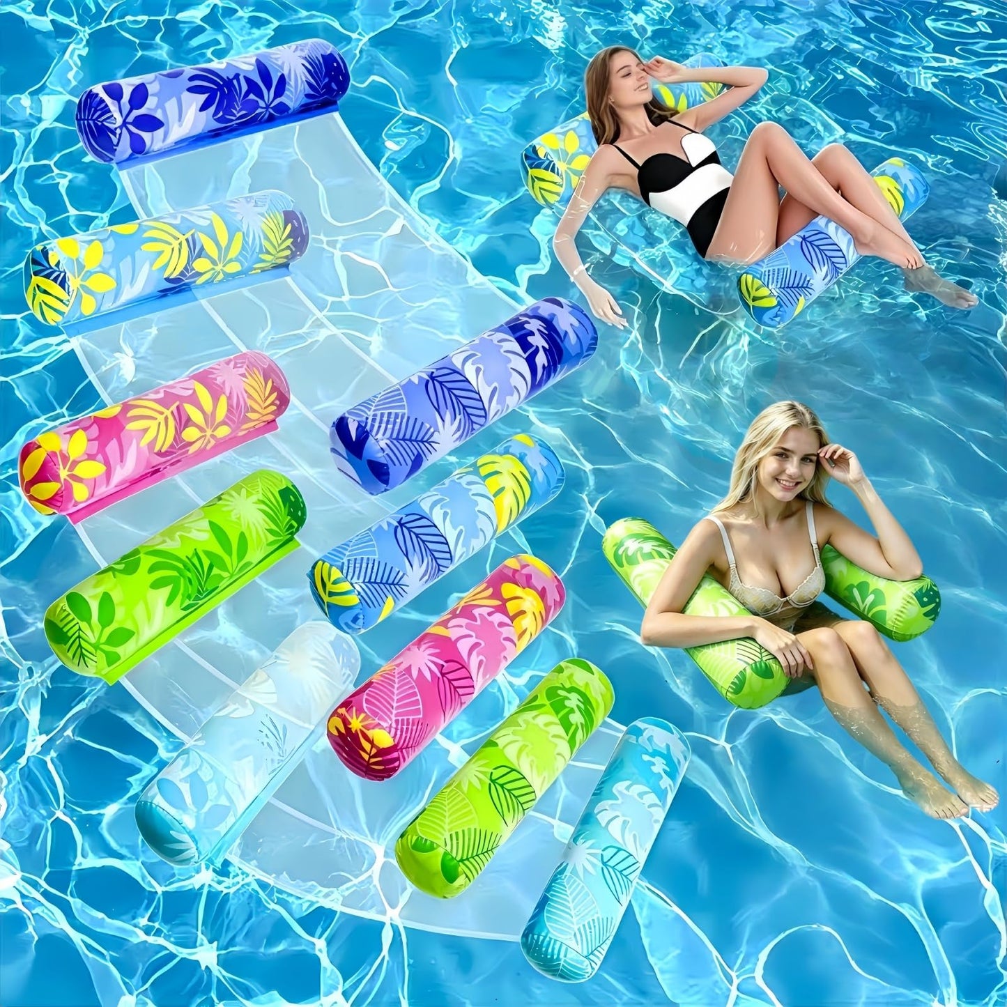 CLPCLP Inflatable Pool Floats Adult，5 Pack Multi-Purpose Pool Float Water Hammock，Pool Float Chair-Swimming Pool Raft，Pool Hammock Floaties for Adults Beach Vacation Essentials