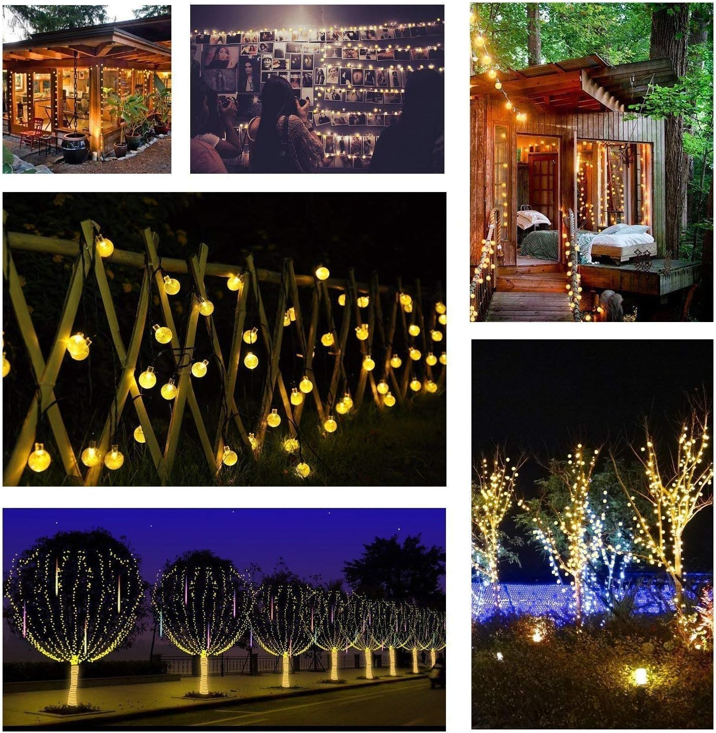 Toodour Solar String Lights Outdoor, 36ft 60 LED Globe String Light with 8 Mode, Waterproof Crystall Ball Lights Solar Patio Lights for Garden, Lawn, Patio, Gazebo, Yard, Outdoor Decor - Warm White