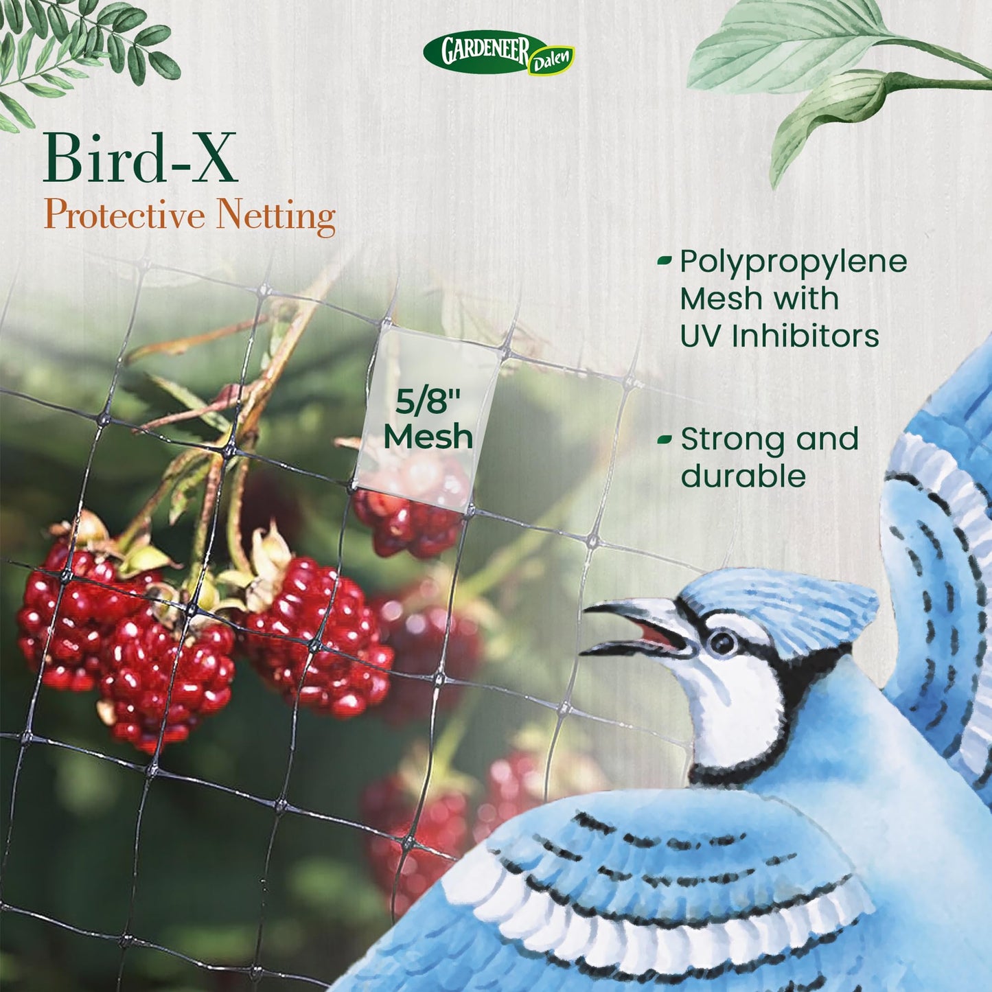 Dalen Bird-X Protective Mesh Netting for Fruit Trees, Berries, Vegetables - 14 ft x 45 ft, Black Garden Netting, 5/8-inch Mesh - Helps Deter Birds & Garden Pests, Made of Weather-Resistant Plastic