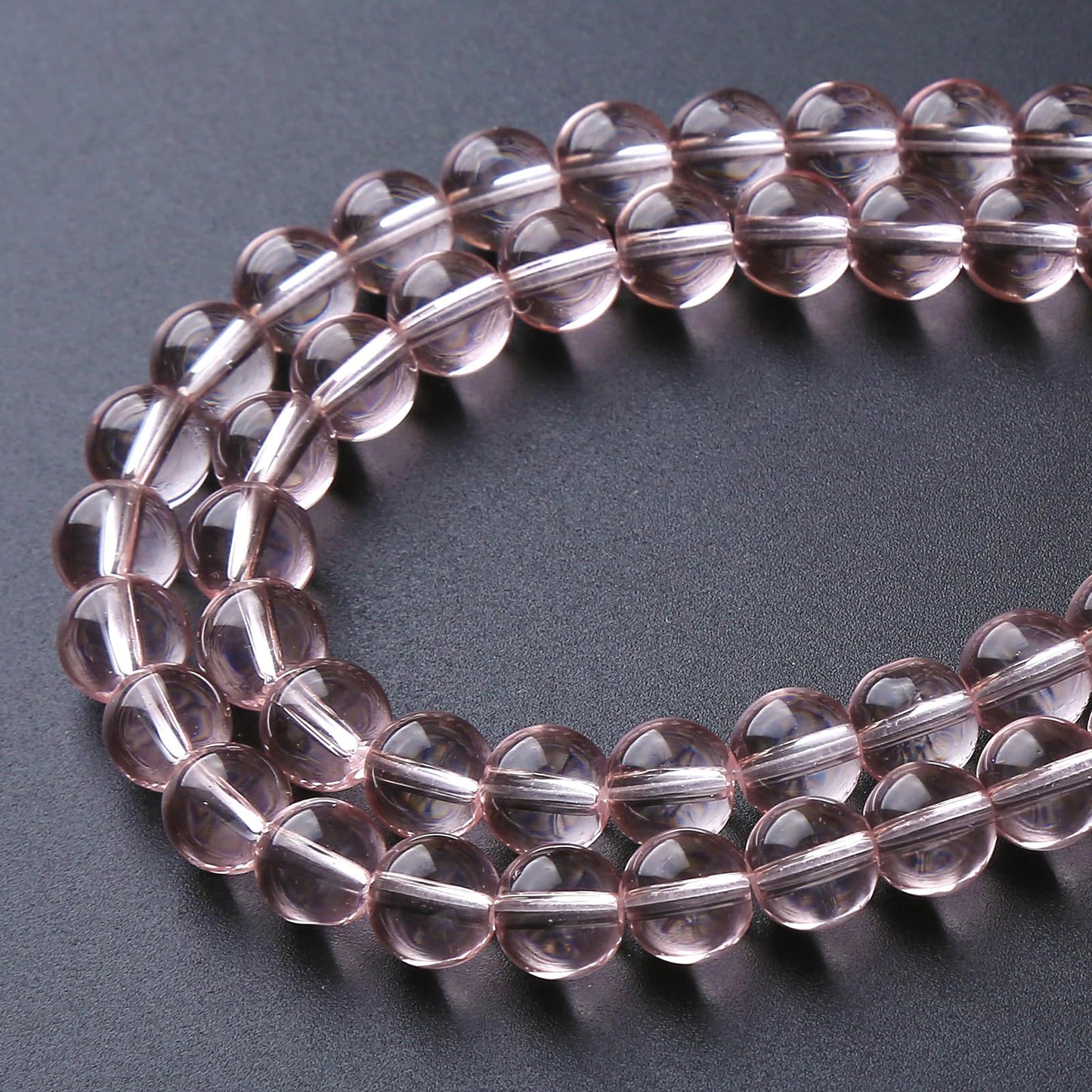 ZXYMLZI 45pcs 8mm Pink Crystal Glass Beads Round Loose Spacer Beads for Jewelry Making DIY Bracelet Necklace Healing Power Stone Beads (Pink Crystal Glass, 8mm)