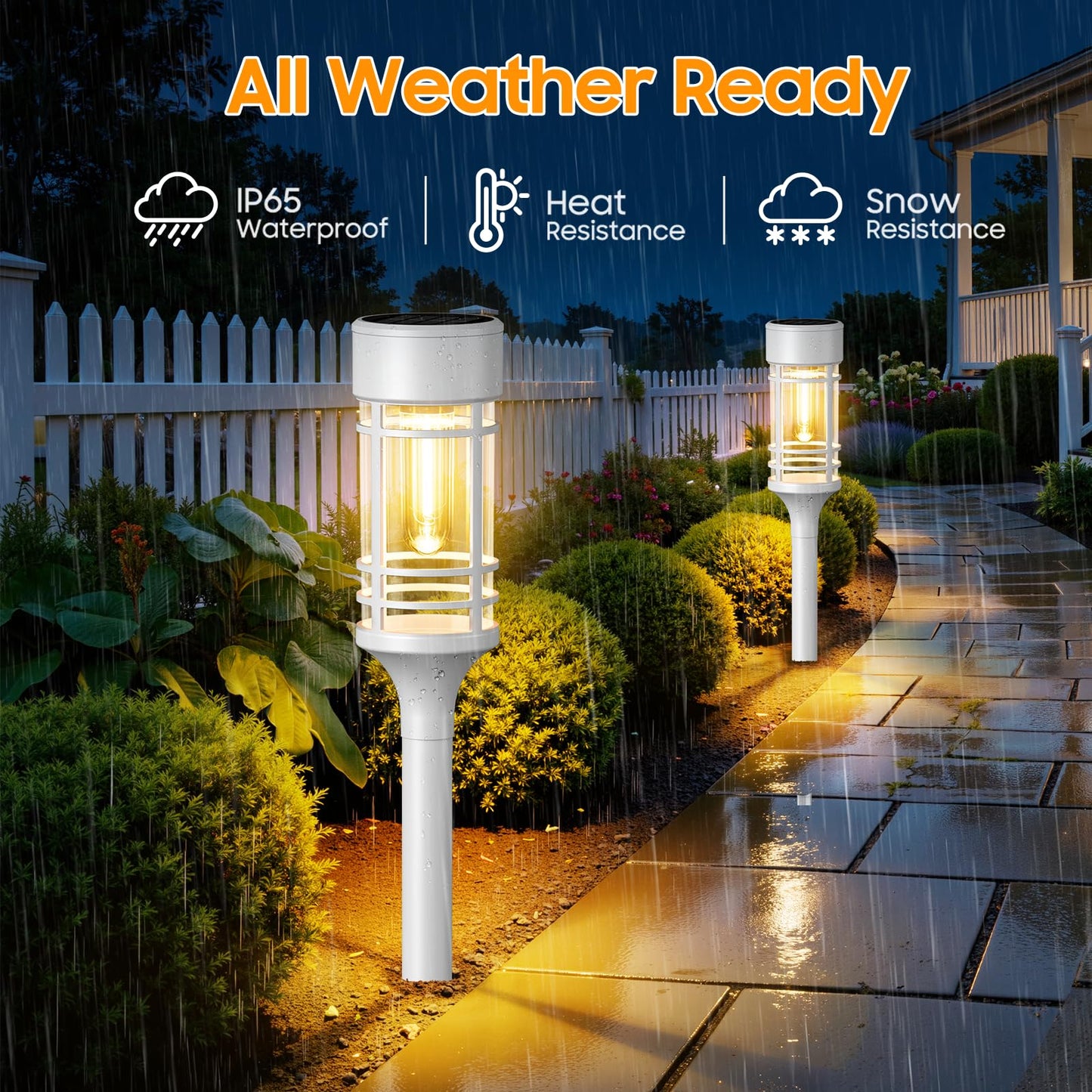 LETMY Solar Pathway Lights Outdoor, 4 Pack Solar Lights Outdoor Waterproof IP65, Bright Garden Light for Yard Walkway Driveway Landscape Garden Decor（White）