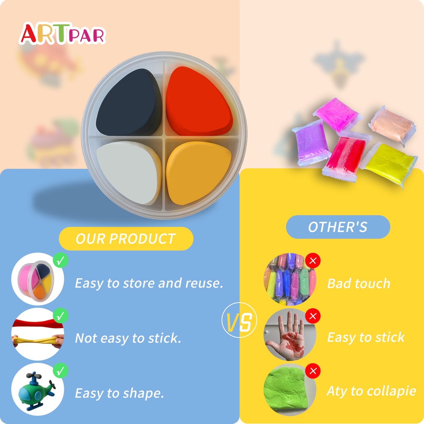 Artpar Kids Air Dry Clay Kit,12 Pack Traffic Modeling Magic Clay Sculpting Set | Ultra Light & Soft DIY Art & Crafts School Classroon Projects,Home Party Favors Supplies for Boys Girls Adults