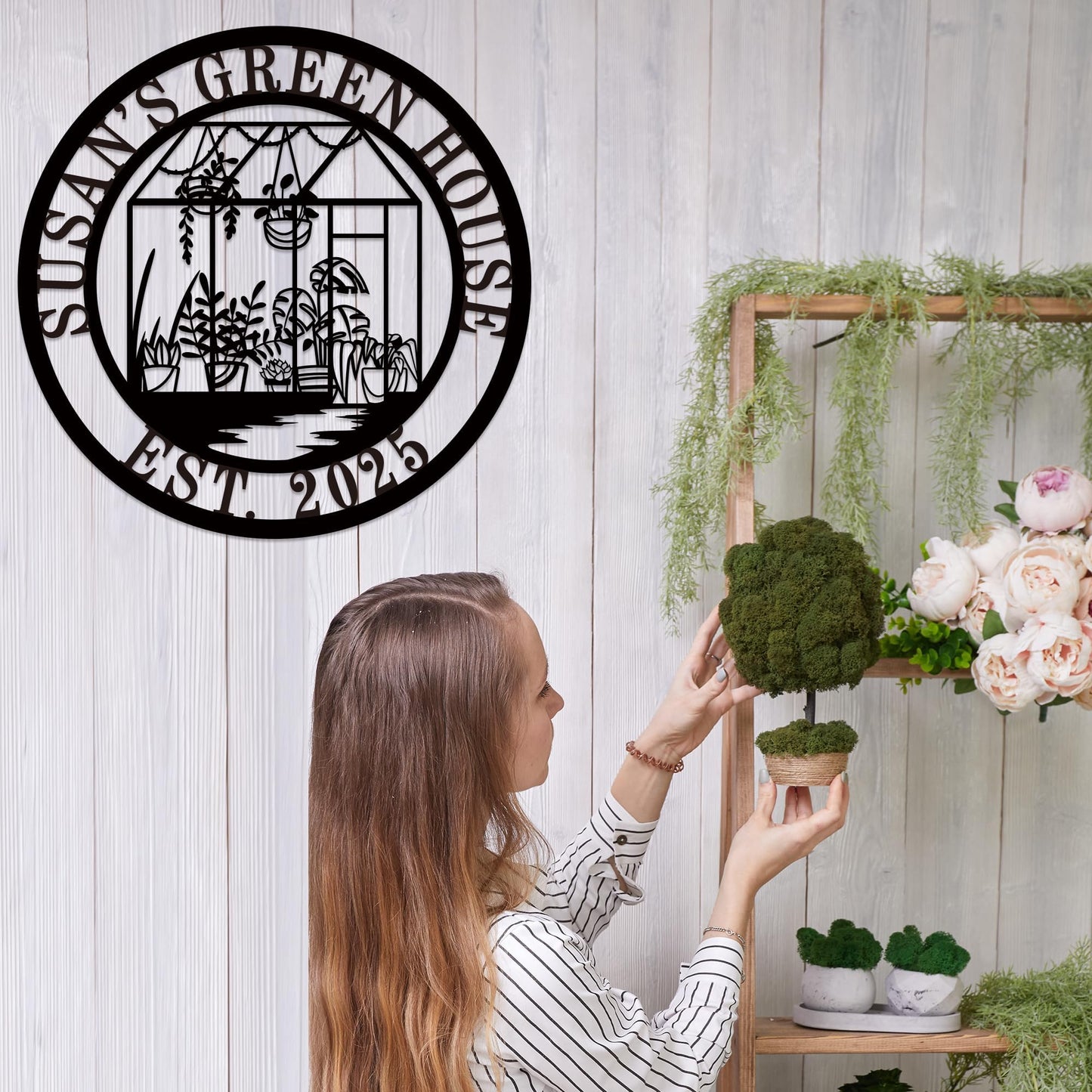 Personalized Greenhouse Garden Name Sign, Custom Metal Wall Decor Plaque for Home & Outdoor Display, Family Name Sign for Gardeners or New Home Gifts,Customized Steel Plant House Sign 2026 Garden Decor
