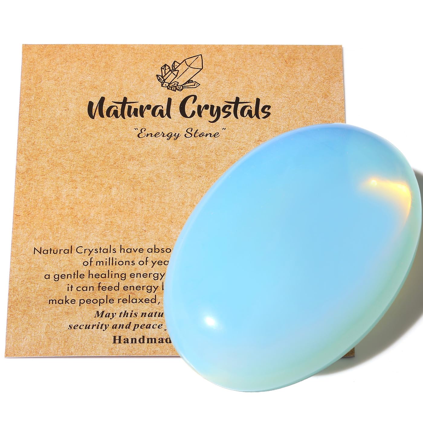 MAIBAOTA 2.4" Large Opalite Crystal Opal Stone Polished Palm Stone Healing Crystals 0.7" Thick Natural Reiki Gemstone Worry Stone Energy Balancing Anxiety Stress Relief Meditation 1 Pc