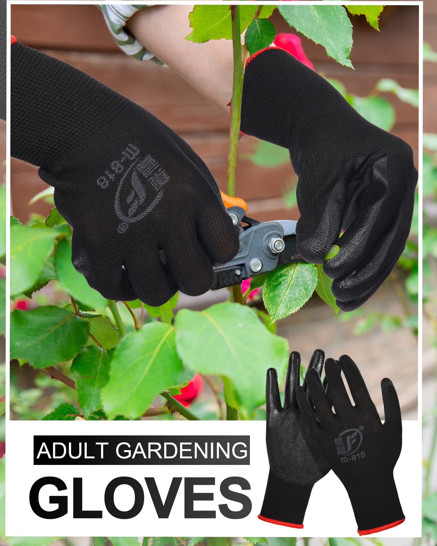 Nuogo 48 Pairs Gardening Gloves for Men Women Rubber Coated Safety Work Gloves Bulk for Gardening Construction Work(Red, Black)