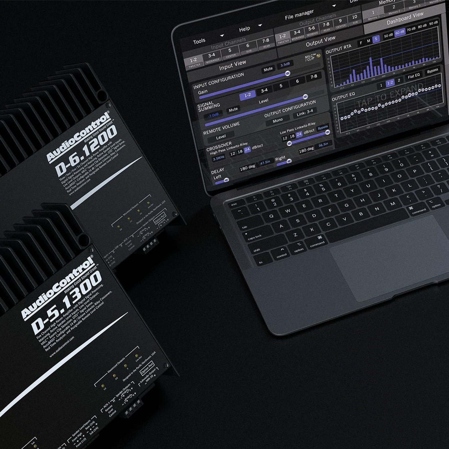 AudioControl D-6.1200 Matrix DSP 4/5/6-Channel Car Audio Amplifier with AccuBASS, 1200W, Class D Premium High-Fidelity Multichannel Amp, 30-Band Equalizer, Works with OEM & Aftermarket Sound Systems