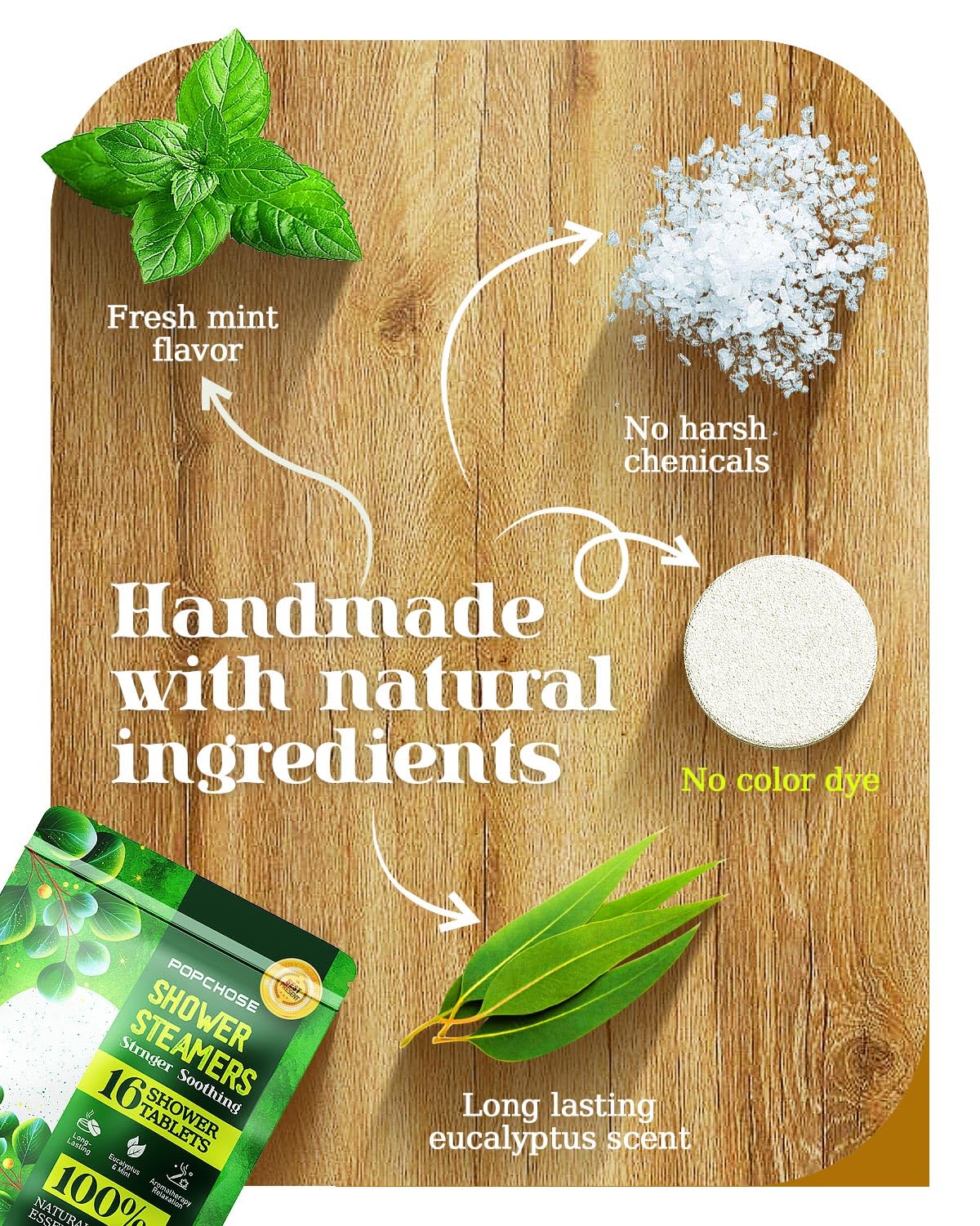 POPCHOSE Shower Steamers Aromatherapy 16 Pack, Valentines Day Gifts for Women & Men, Eucalyptus for Shower with Natural Essential Oils- Quick Relief Nasal Congestion, Home SPA & Self Care Relaxation