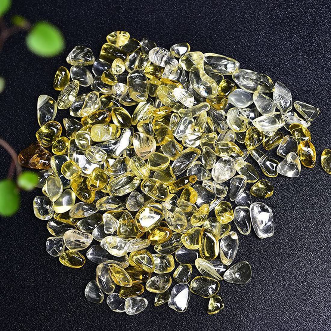 Natural Citrine Tumbled Chips Crushed Crystal Stone, 7-9mm Polished Healing Crystal Chips Healing Reiki Crystal Jewelry Making Home Decoration