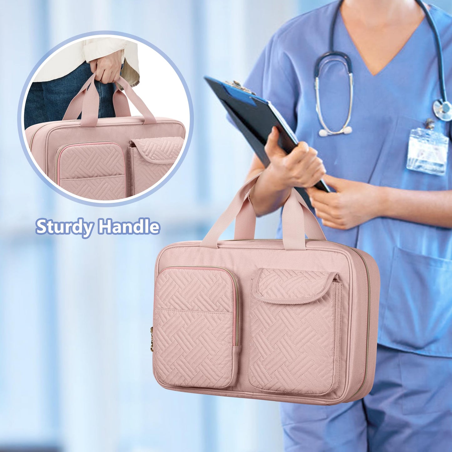 Damero Medicine Organizer, Pill Bottles Storage Travel Bag for Prescription Medication, Medical Supplies - Misty Rose