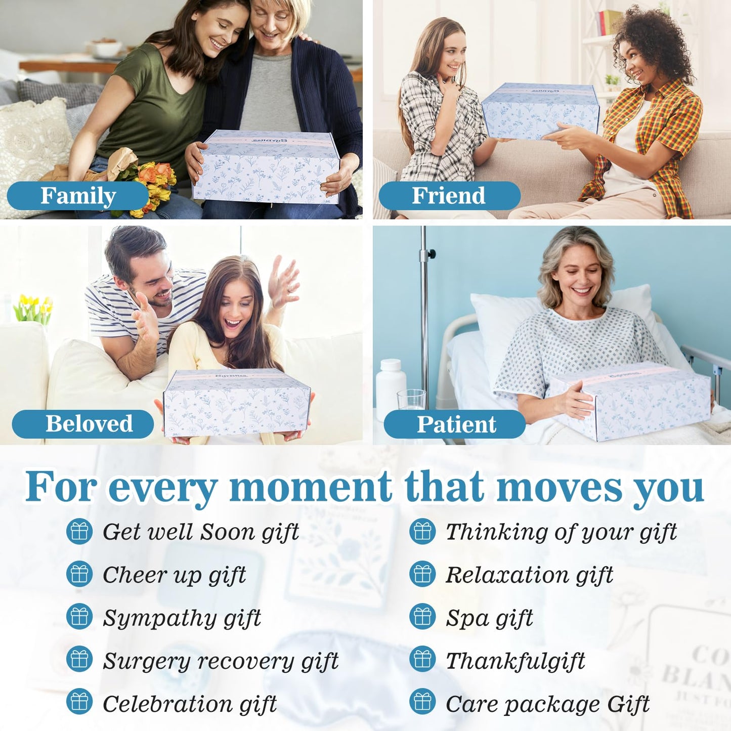 GiftBliss Spa Gift Baskets For Women, Self Care Gift Basket, Comfort Baskets For Women, Get Better Soon Care Package , Birthday Gifts For Girls, Hug In A Box Sympathy, Stress Relief Gifts For Men