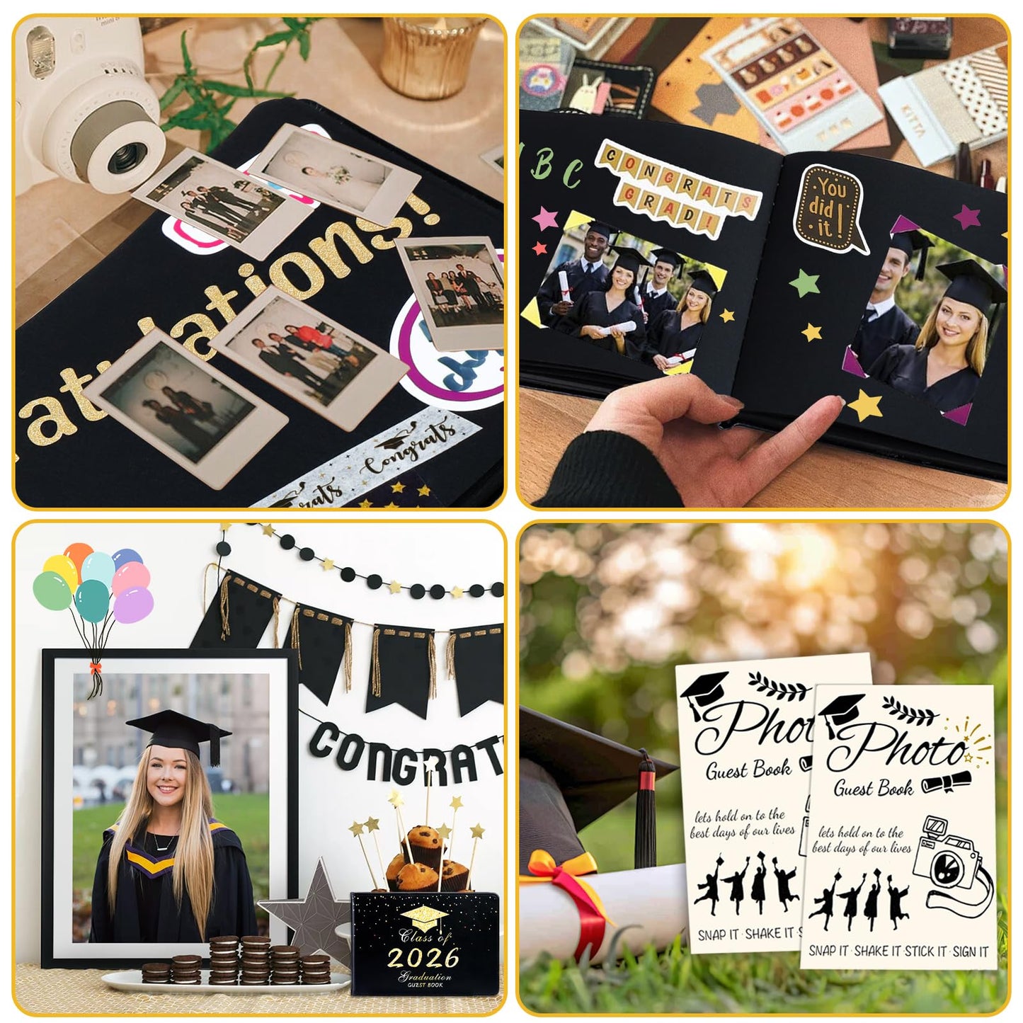 LUYI 29 Pcs 2026 Graduation Guest Book Set with Graduation Photo Guest Book Sign, Graduation Scrapbook Photo Album Memory Book DIY Kit with Markers Stickers for Congrats Grad Gifts Party Supplies