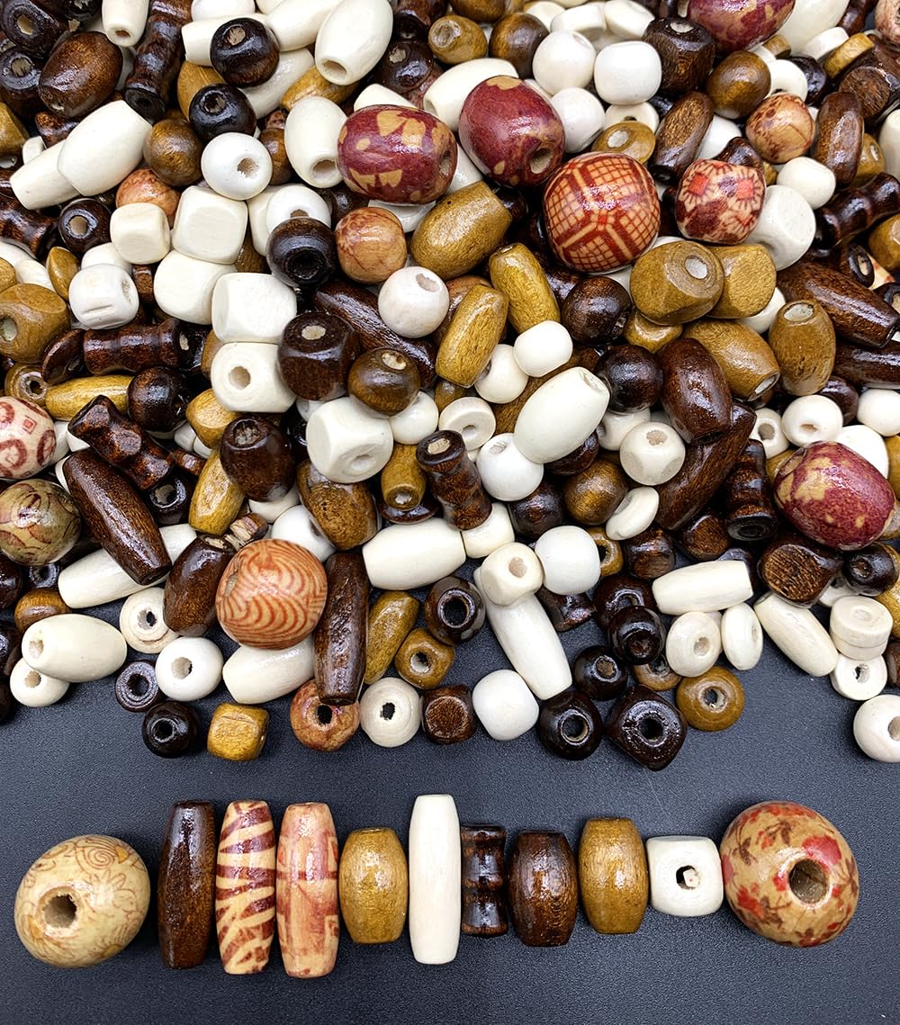 1020 Pcs Printed Wooden Bead Assorted African Beads, Loose Wood Beads Macrame Supplies, Natural Wooden Bead for Jewelry Bracelets Necklace Earring Making DIY Craft Project