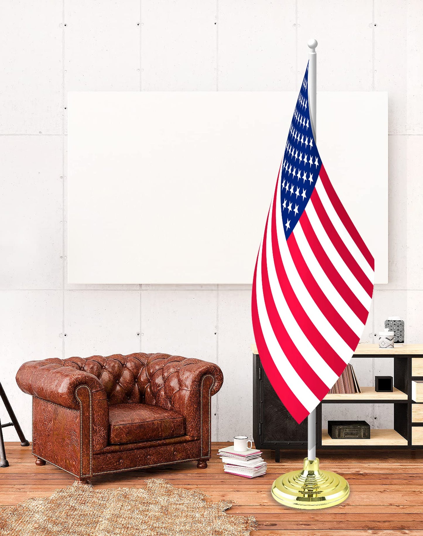 QWORK Flag Stand, 2 Pack Flag Base Stand for Indoor & Outdoor Flagpoles, Floor Base Stand, Compatible with 1.3 Inch and 1.1 Inch Diameter Flag Pole - Gold