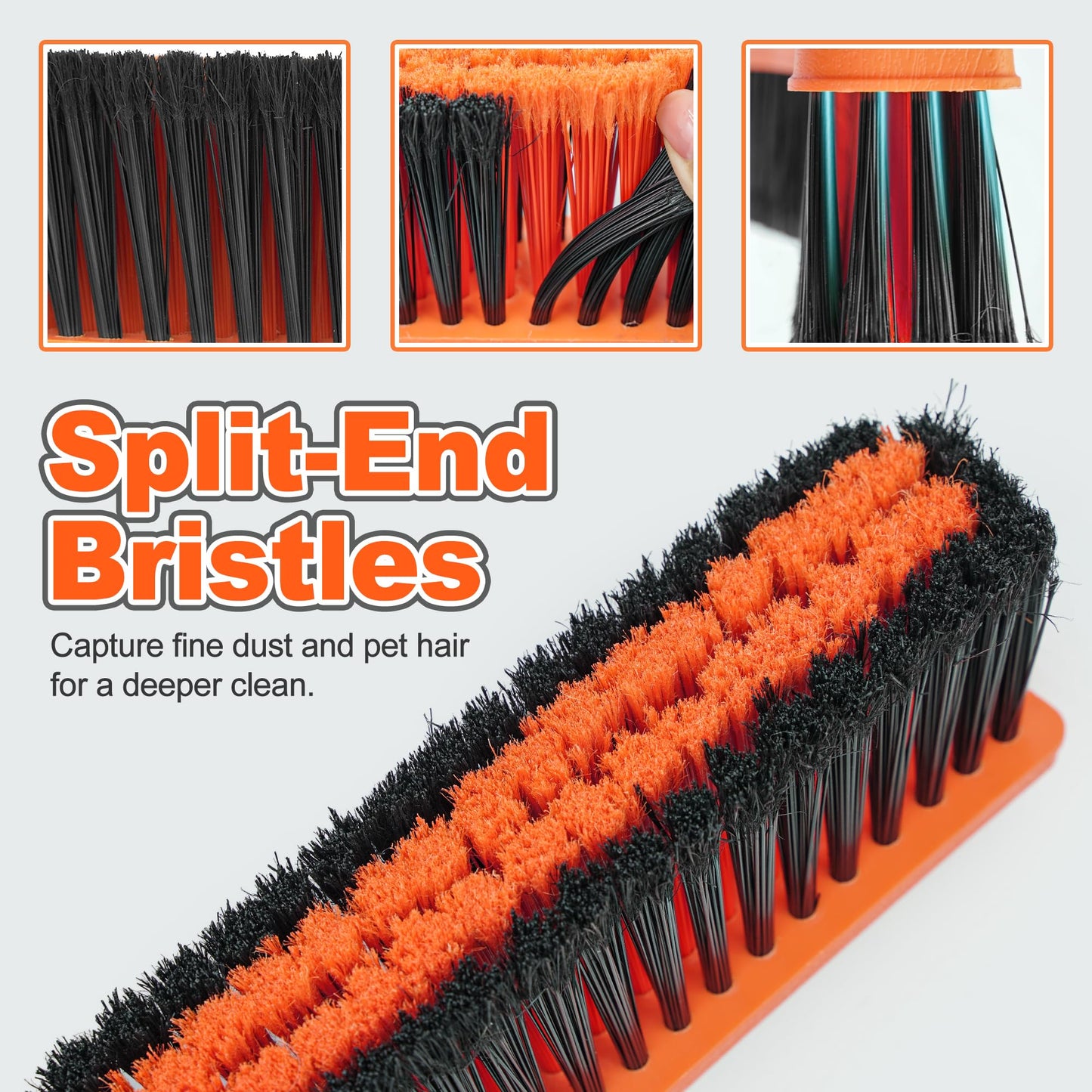 JEHONN Push Broom Outdoor Heavy Duty, 15.7 inches V-Shaped Stiff Bristle Commercial Industrial Brush with 61” Long Handle for Garage Warehouse Shop Garden Patio Driveway Yard Street Deck (Orange)