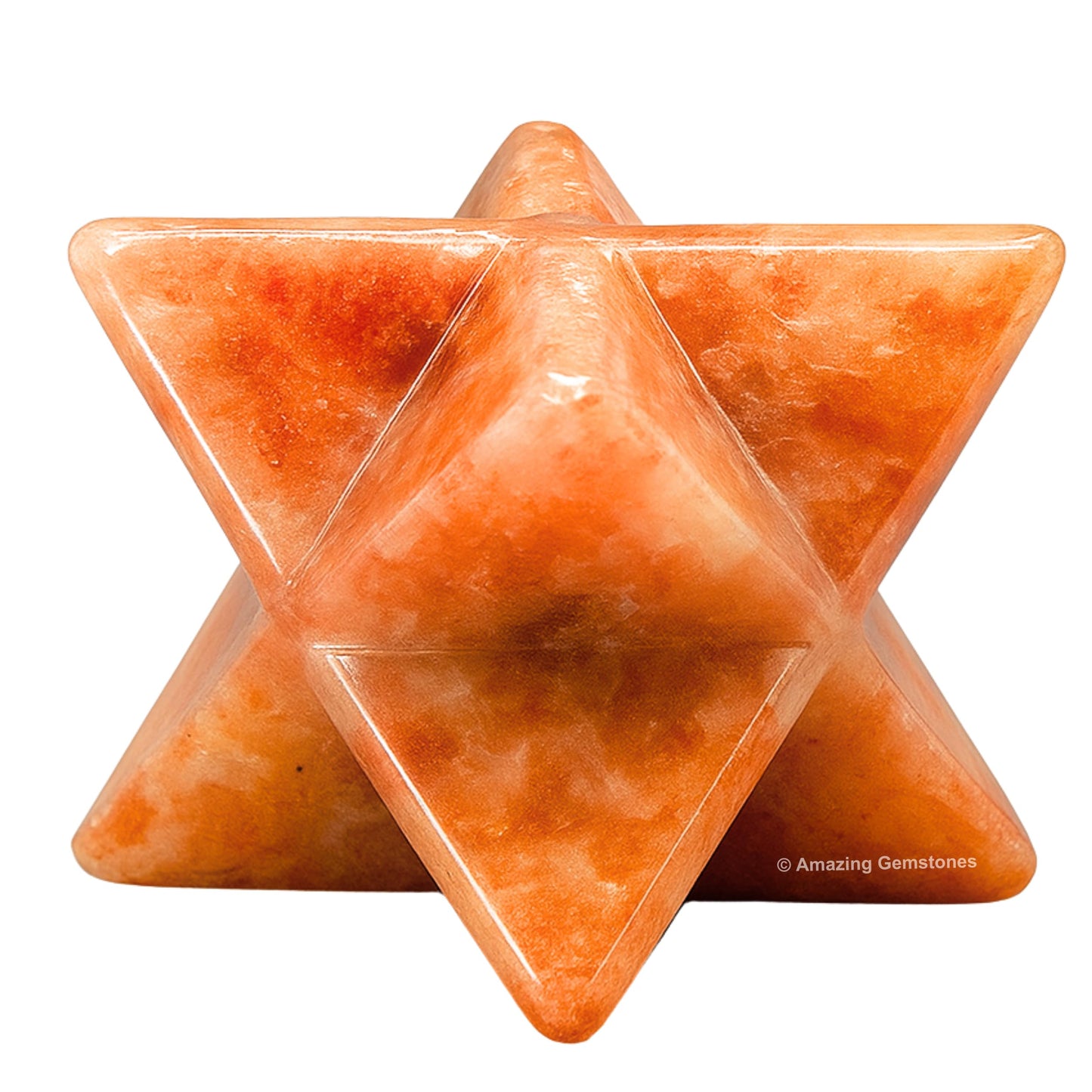 Amazing Gemstone Sunstone Merkaba Crystal - 0.75 Inches Metaphysical Merkaba Star for Meditation - Energetic Tetrahedron Crystal and Healing Stones and Healing (15-20mm)