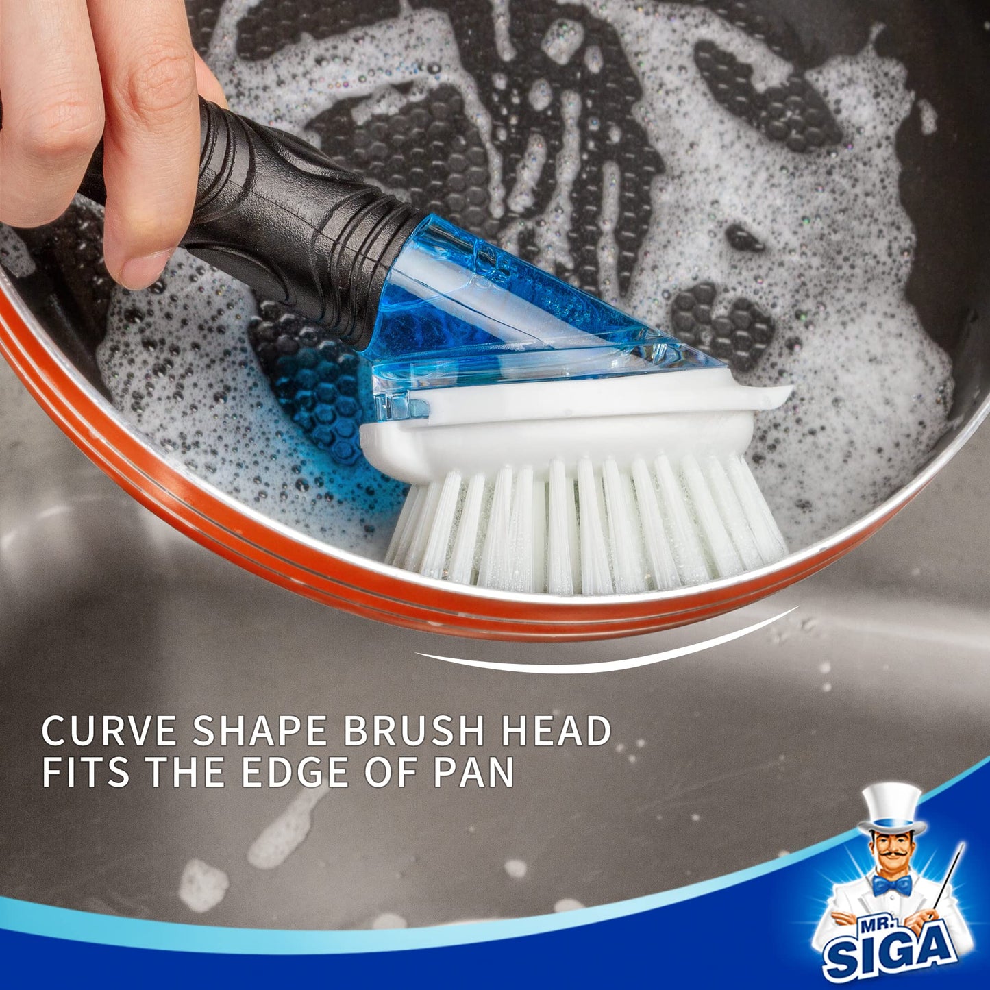 MR.SIGA Soap Dispensing Dish Brush Refills, 4 Pack