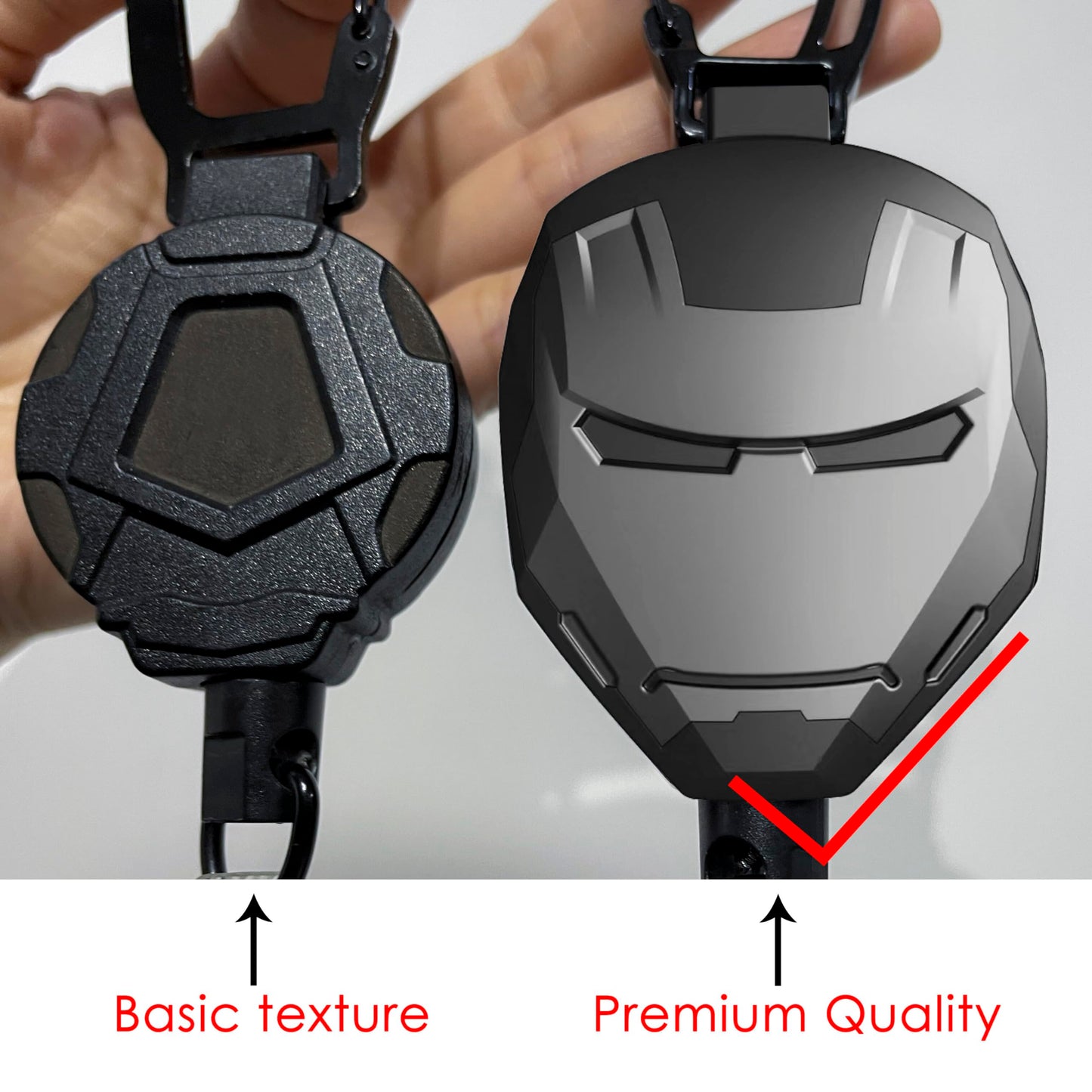 CXIBIKL Retractable Keychain, Badge Reel Keyring Keychain for Men Gifts, Heavy Duty Carabiner Badge Holder, Tactical ID Badge Reel with 29.5” Steel Retractable Cord, 8.0 oz 1-pack