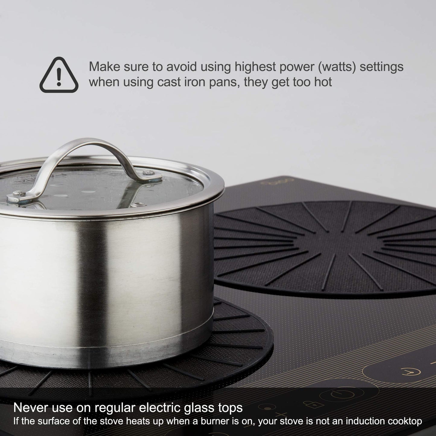 Lazy K Induction Cooktop Mat - Silicone Fiberglass Scratch Protector - for Magnetic Stove - Non slip Pads to Prevent Pots from Sliding during Cooking - Square (9inches) Black