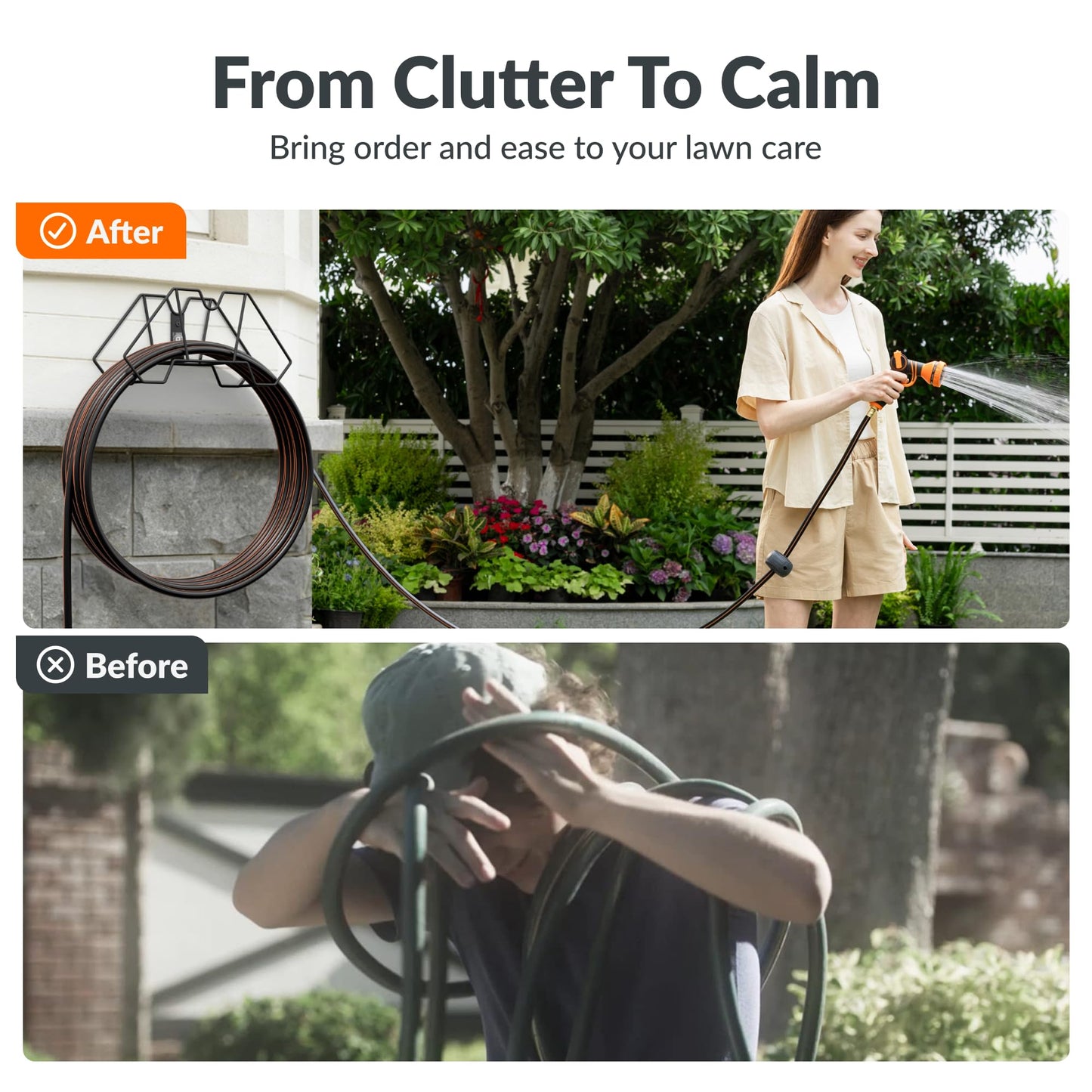 Giraffe Tools Garden Hose Holder Wall Mount-Metal Water Hose Hanger for Outside,Holds 100FT Hoses,Durable Hook for Garden