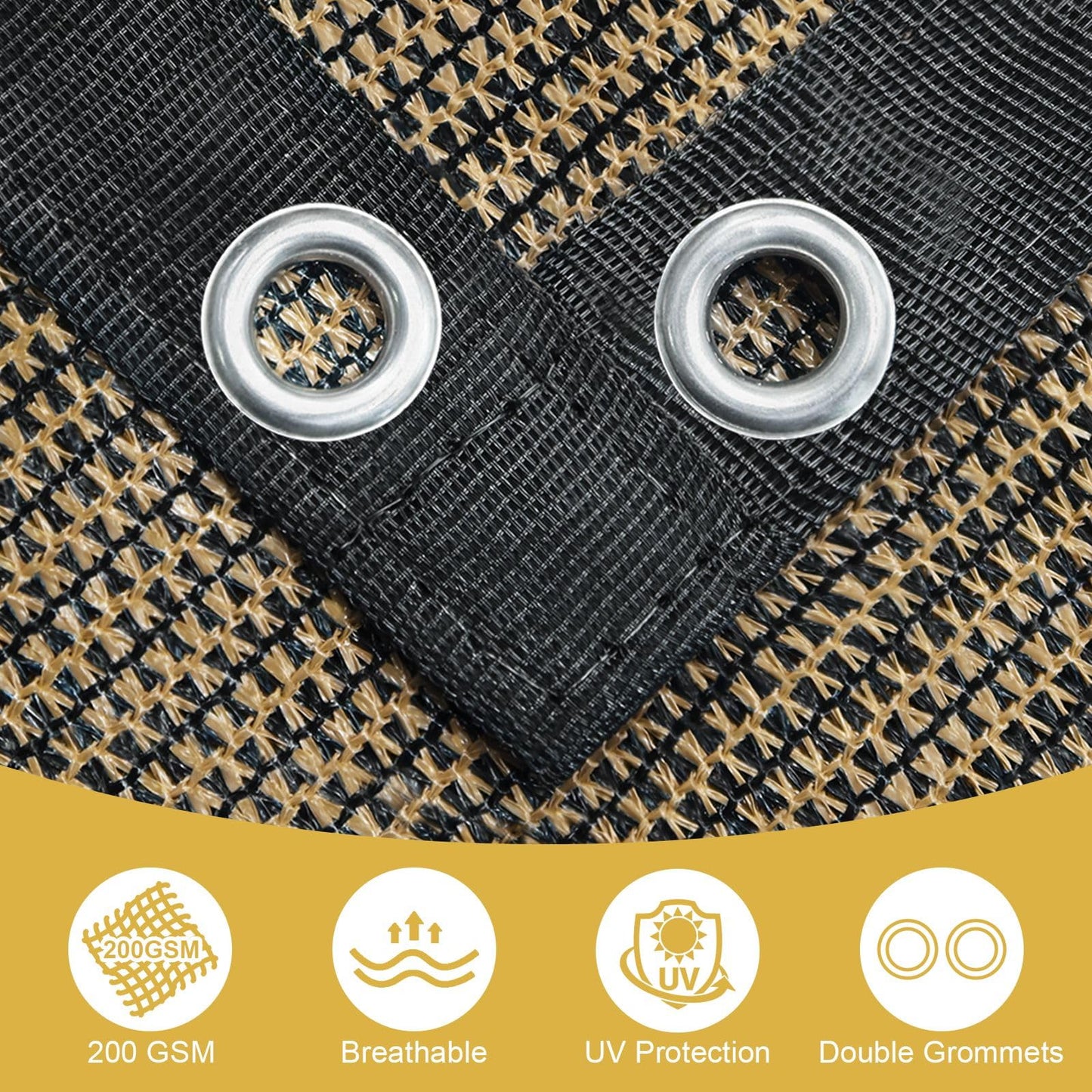 Shade&Beyond 90% Sun Shade Cloth with Grommets, 8' X 12' Pergola Shade Cover Canopy, Mesh Tarp Sun Screens for Patio, Outdoor, Garden, Backyard, Mocha