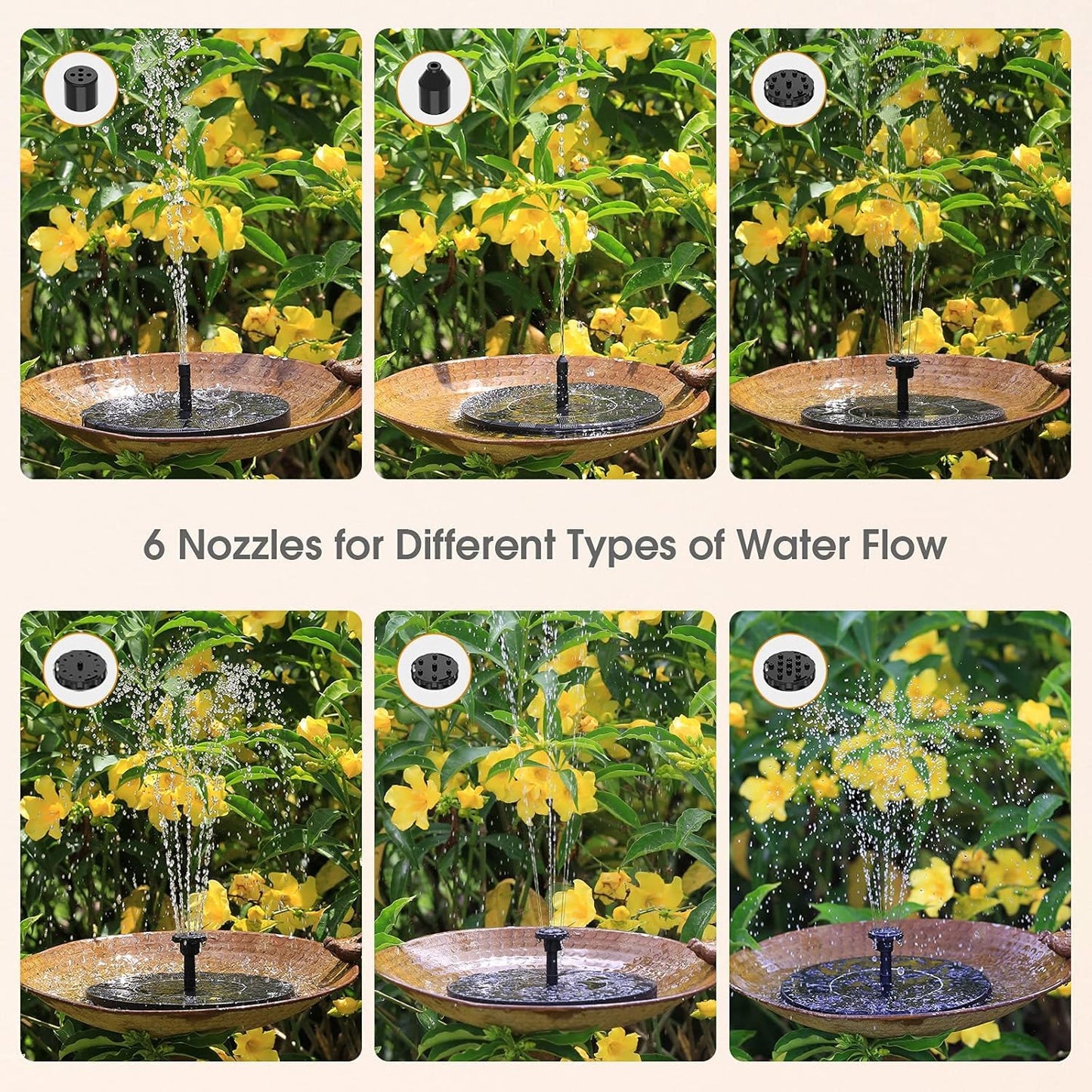 AISITIN Bird Bath Outdoor, Polyresin Lightweight Birdbath for Garden with 2.5W Solar Fountain, Used in Outside, Patio, Pond, Solar Fountain for Bird Bath