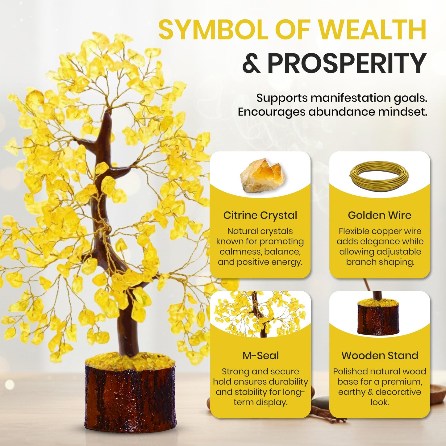 AstraVeda Citrine Tree, Crystal Tree of Life, Feng Shui, Healing Trees, Gemstones, Crystal Gifts, Healing Stones, Spiritual Gifts
