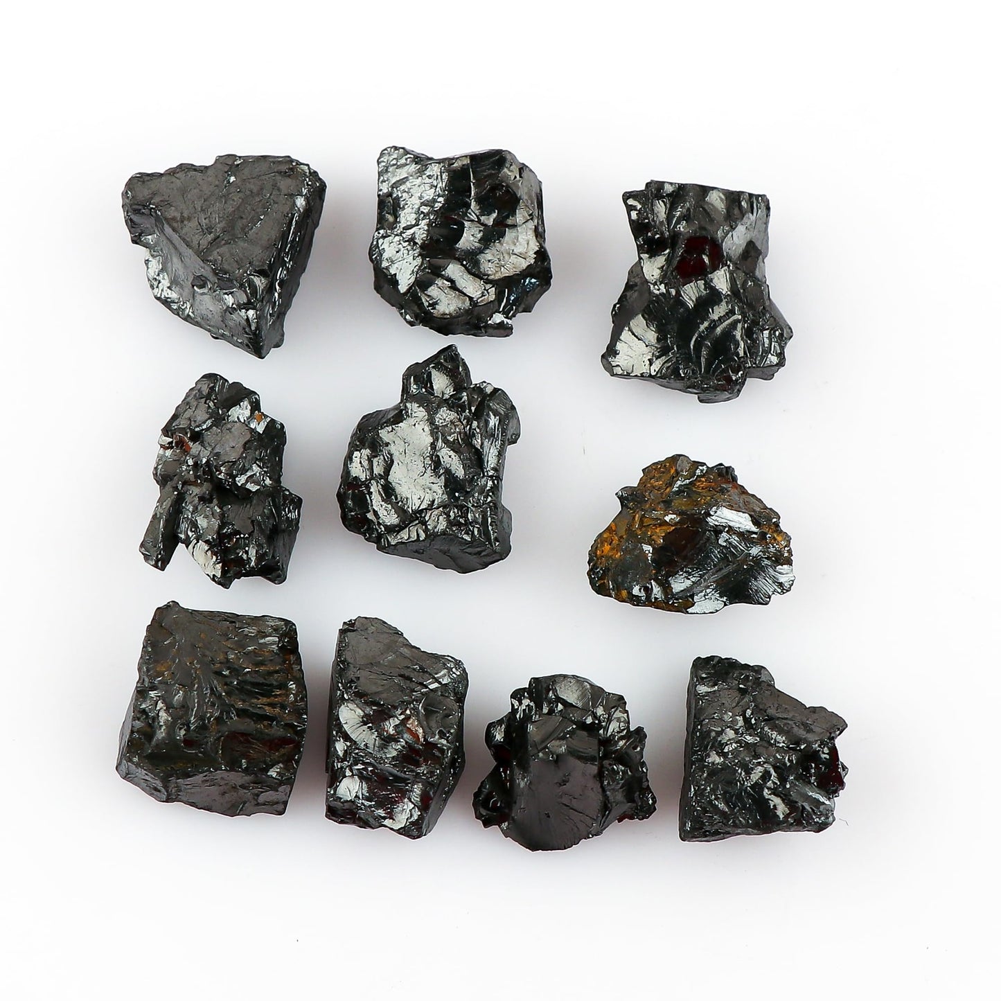 CRYSTALINES 10pcs Wholesale Natural Raw Karelia Shungite Gemstone, Untreated Rough Stone, Bulk Loose Supplies, DIY Jewelry Making, Chakra Healing Crystals, Birthstone, Gem Collection, AAA Grade