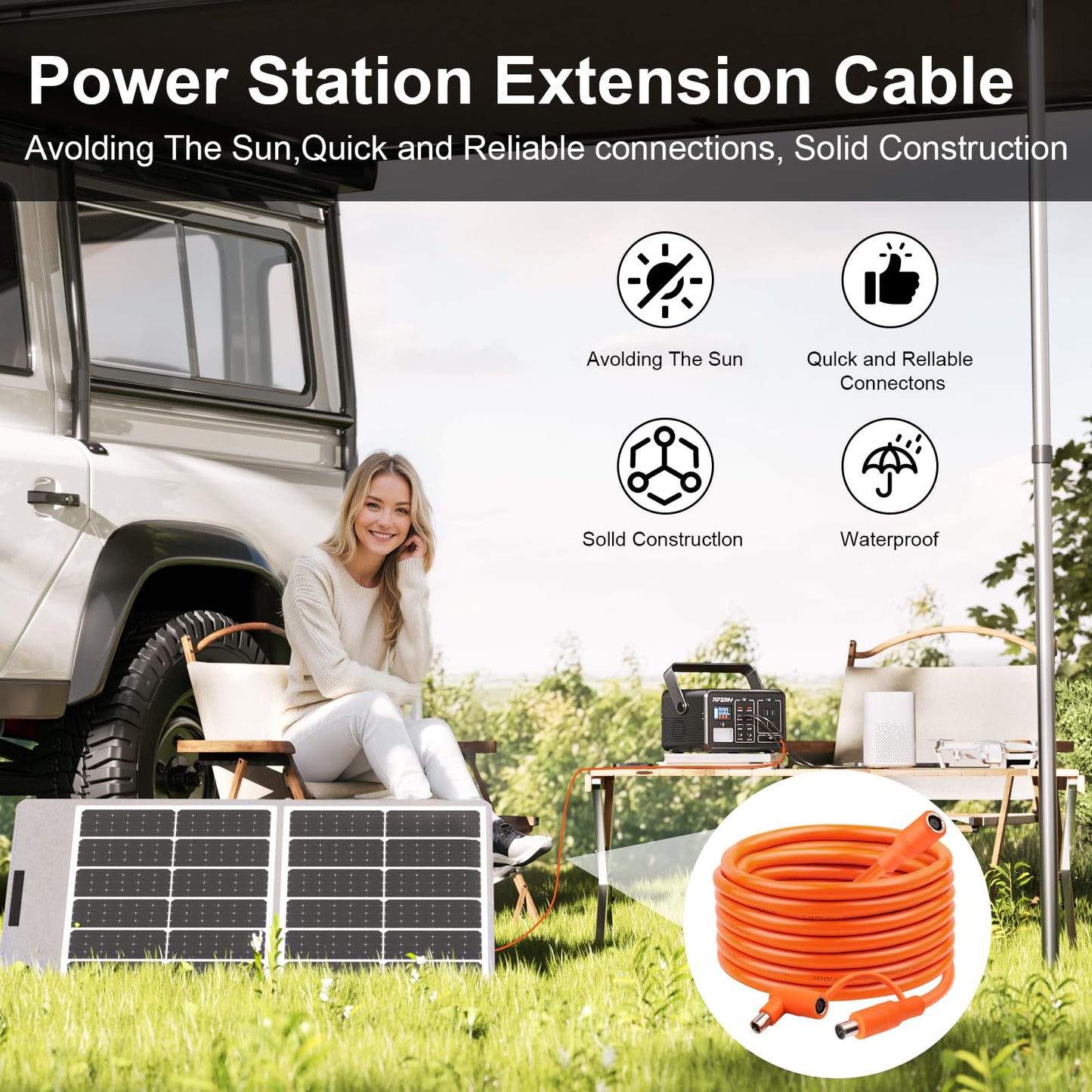 75FT 14AWG DC7909 Solar Panel Extension Cable Compatible with Jackery Solar Generator,Solar Charging Cord Female to Male with DC8020 Power Adapter Suit for Gz Yeti,Anker Jackery Portable Power Station