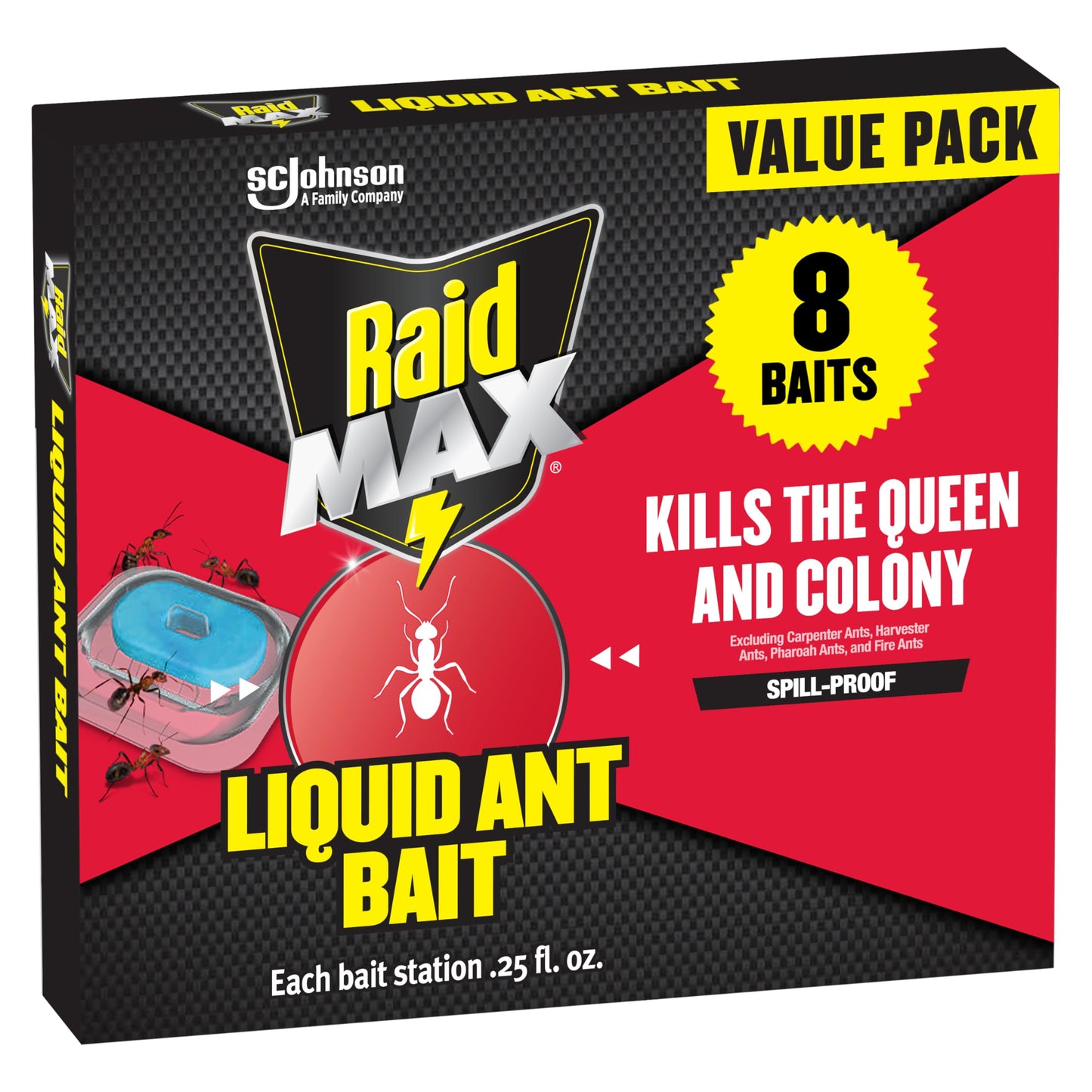 Raid MAX Liquid Ant Bait - Ant Traps Indoor and Outdoor Use – Insect Repellent & Pest Control That Kills Ants Where They Breed - 8 Count