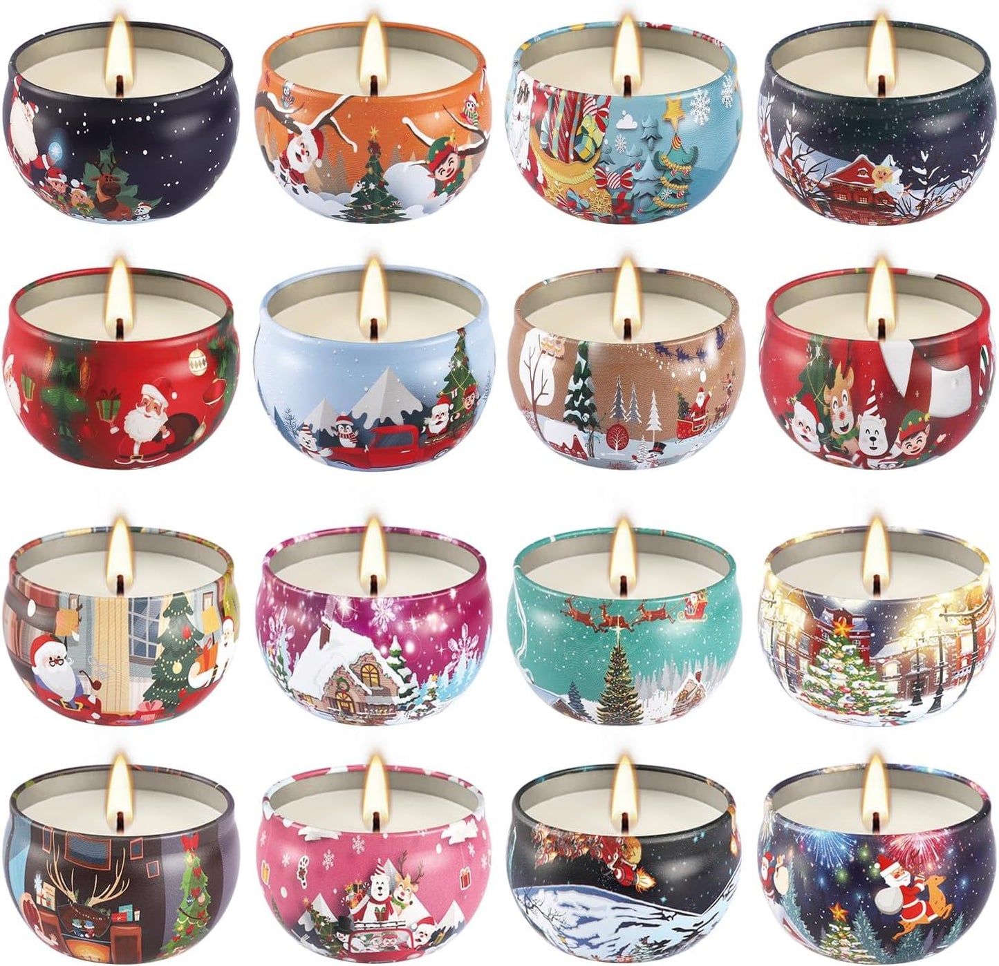 YOROXRG 16 Pack Christmas Scented Candles Gift Set 2.5oz Strong Fragrance jar Candles Natural Soy Wax Candles Portable Travel Tin Jar Candles Gifts for Home Scented Decoration Birthday Valentine'sDay
