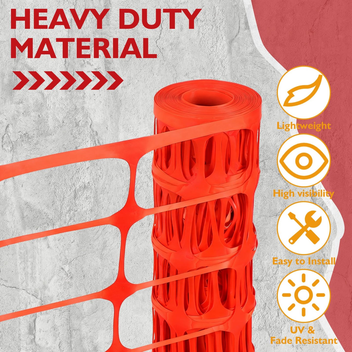 Nuanchu Temporary Safety Fence 4 x 50 Feet Plastic Mesh Fencing roll Reusable Mesh Fencing Netting for Garden, Snow Fence, Animal Barrier, Swimming Pool, Poultry, Deer, Dogs, Construction Orange